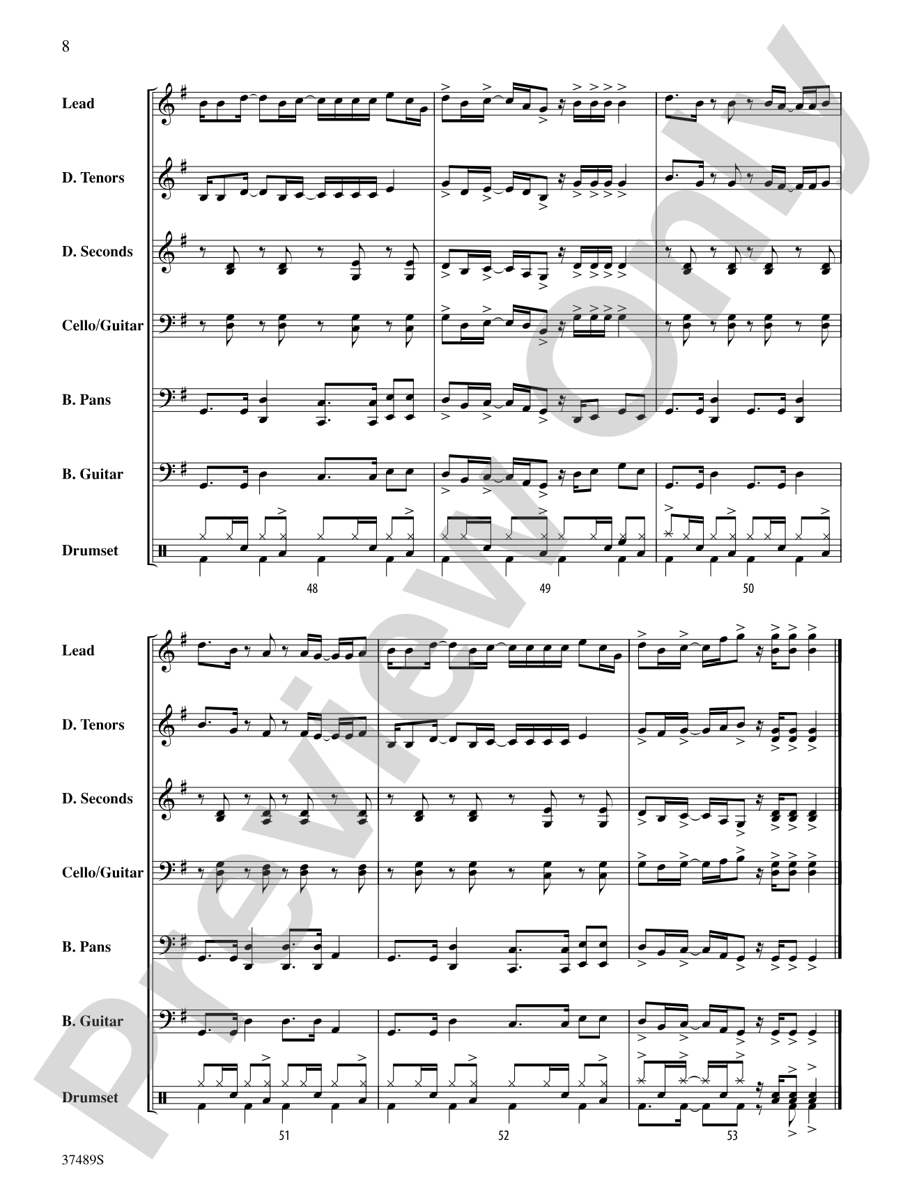 Volcano: Steel Drum Conductor Score & Parts