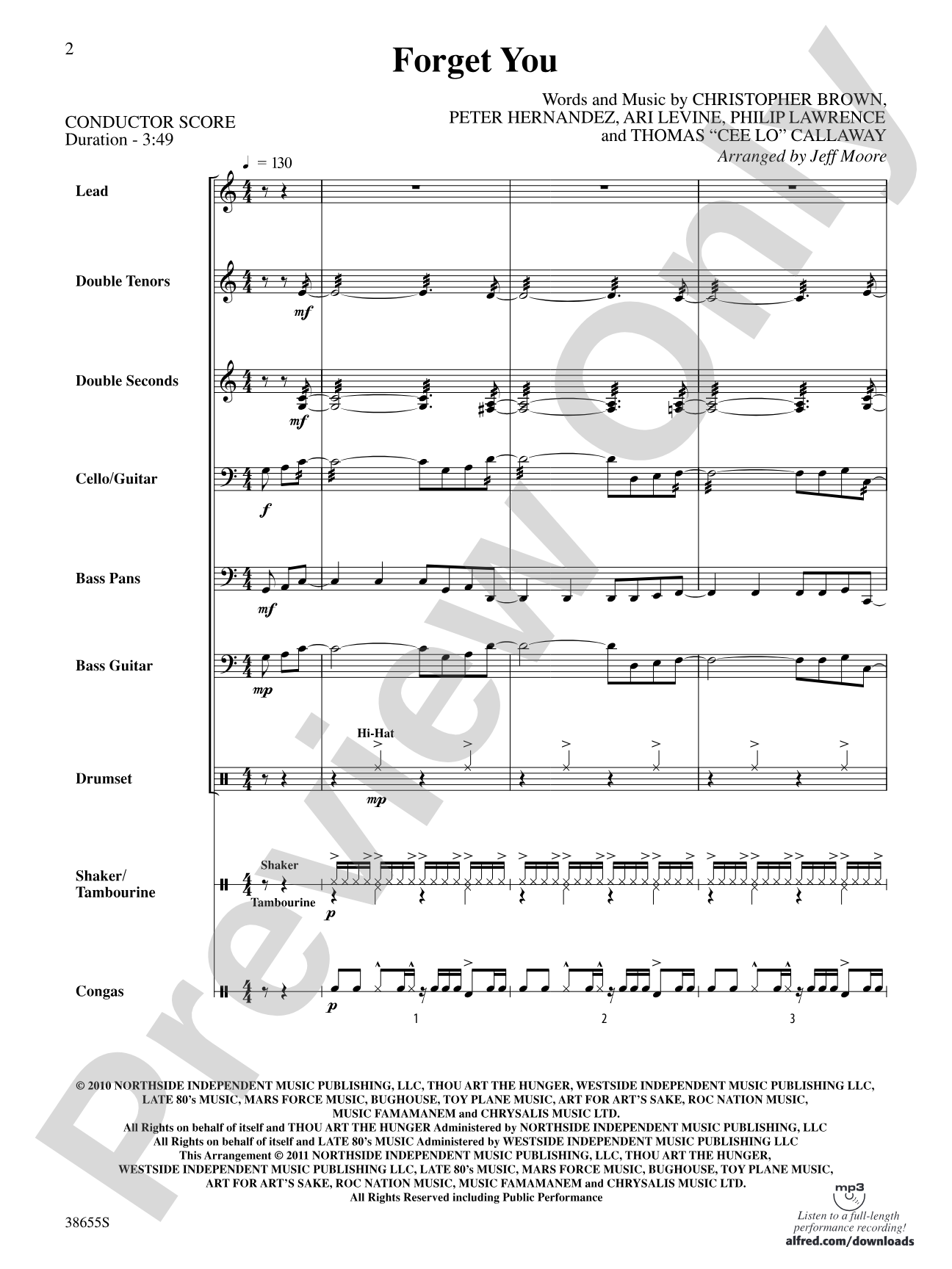 Forget You: Steel Drum Conductor Score & Parts