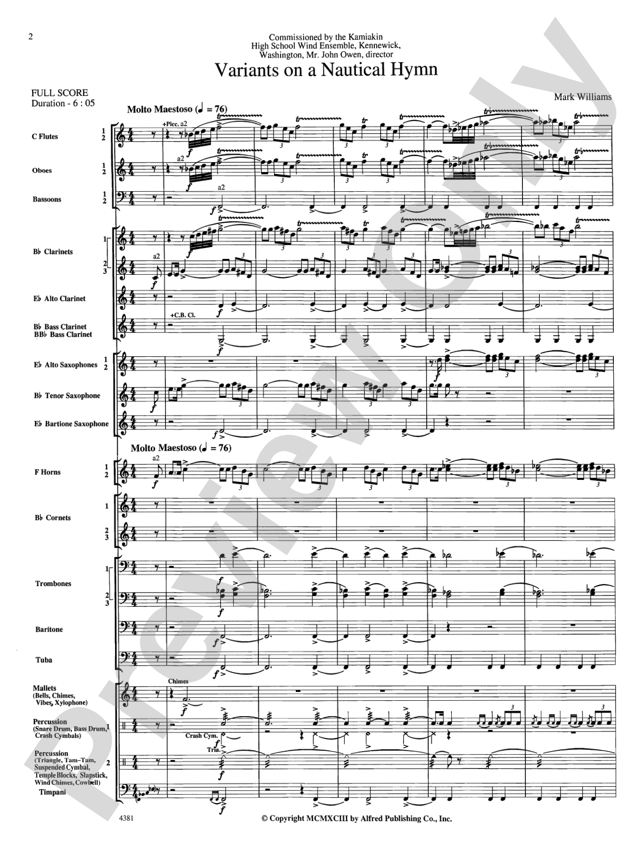 Variations on a Nautical Hymn: Concert Band Conductor Score & Parts