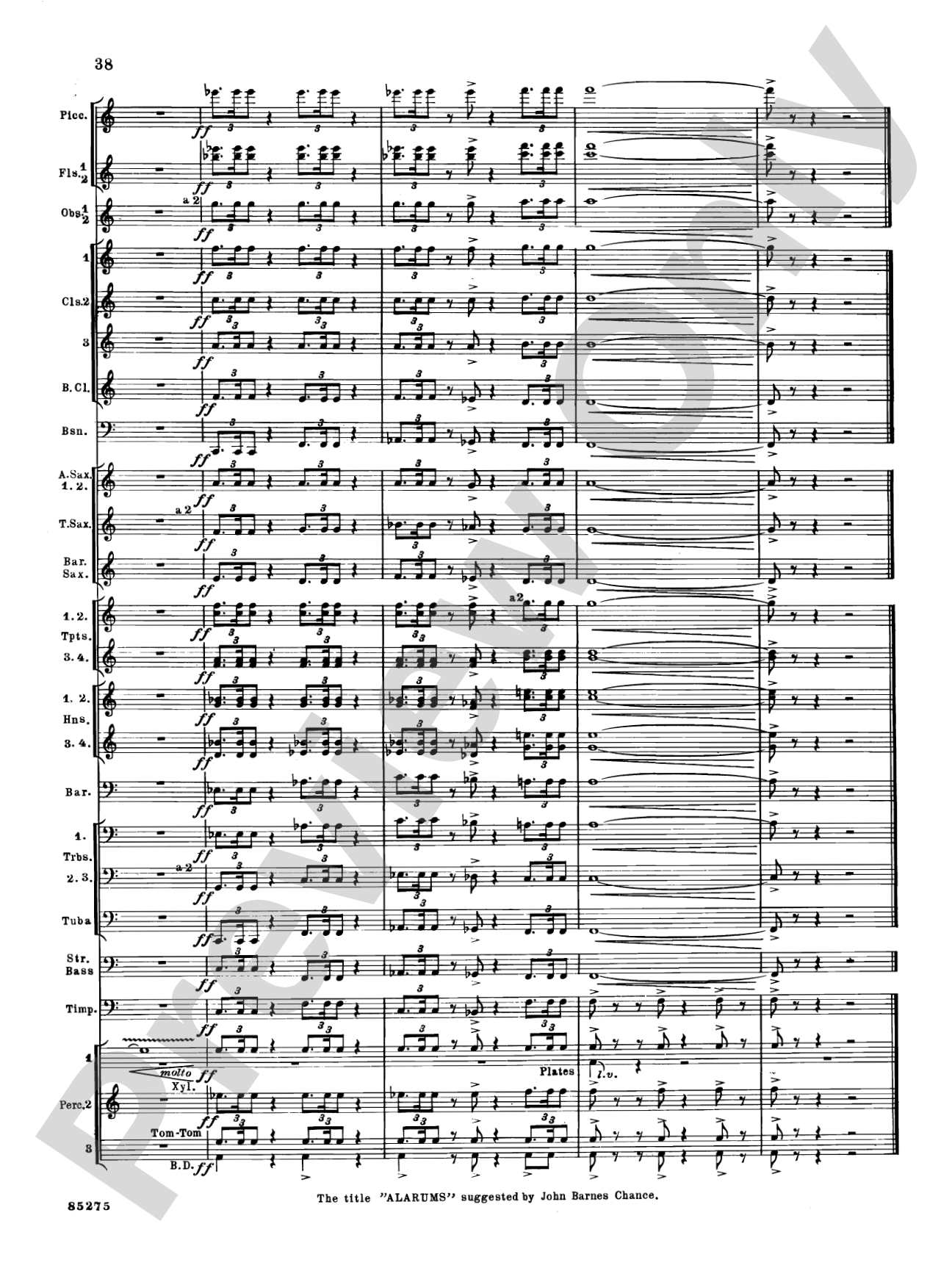 Alarums, Op. 27: Concert Band Conductor Score & Parts