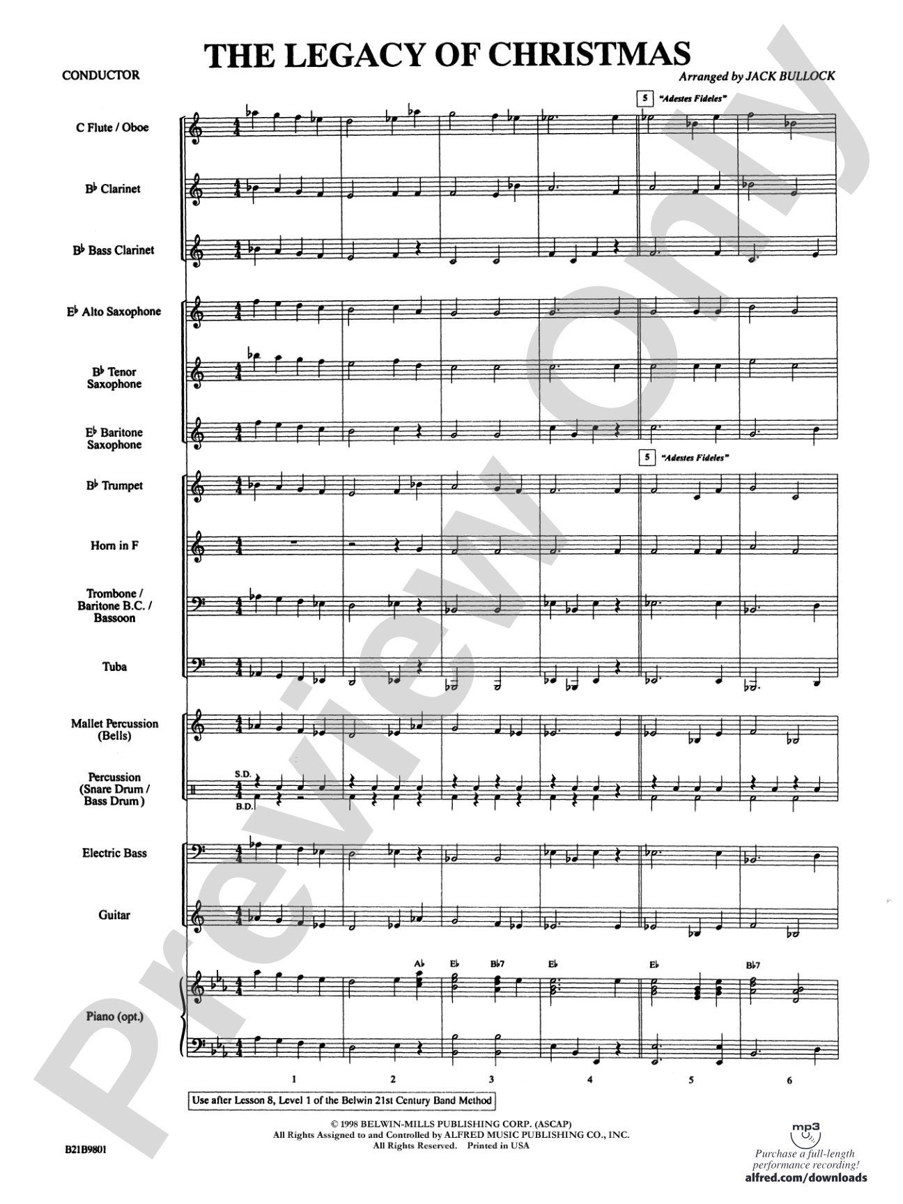 The Legacy of Christmas: Concert Band Conductor Score & Parts