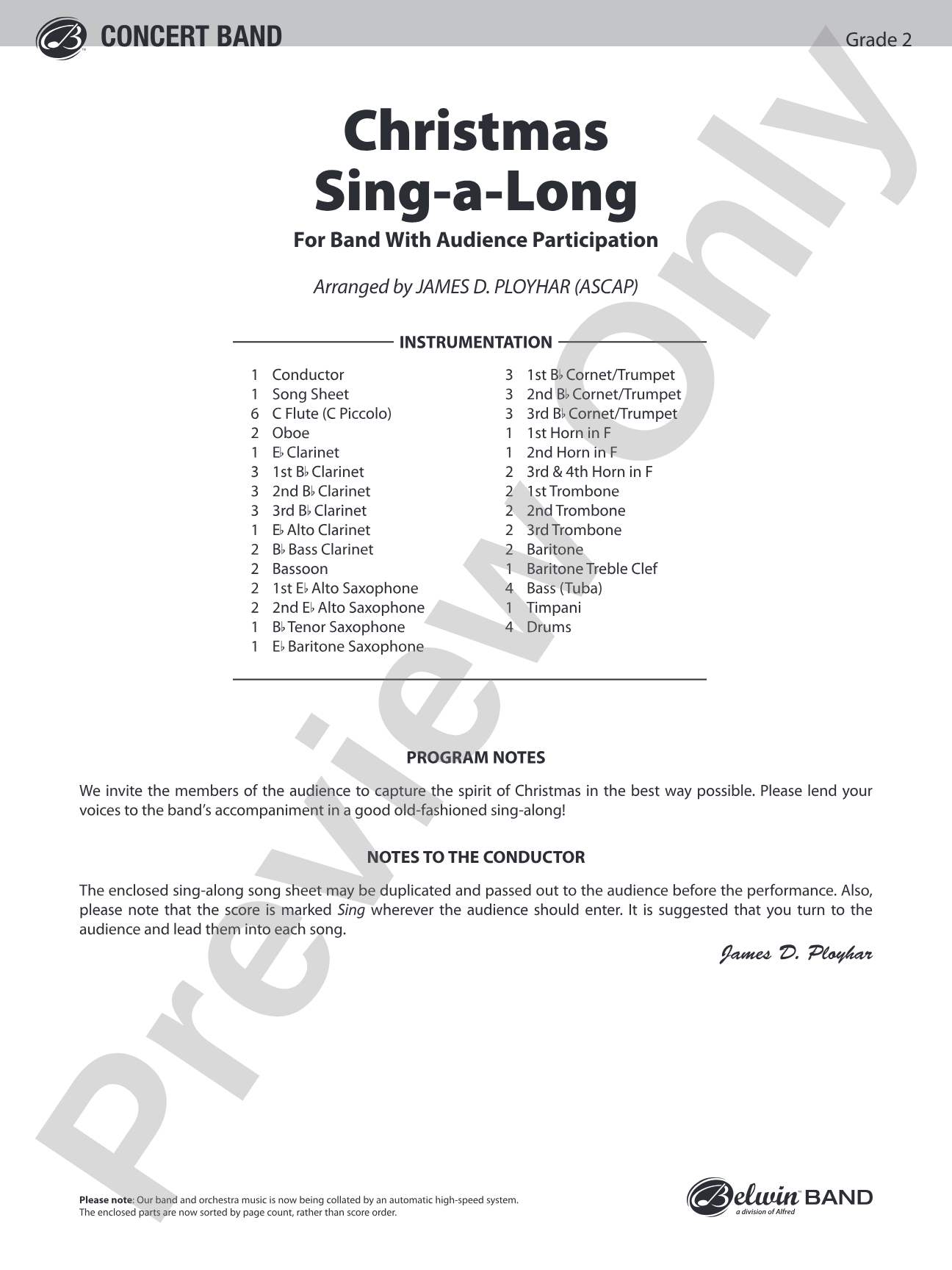 Christmas Sing-a-Long (for Band with Audience Participation): Concert Band Conductor Score & Parts