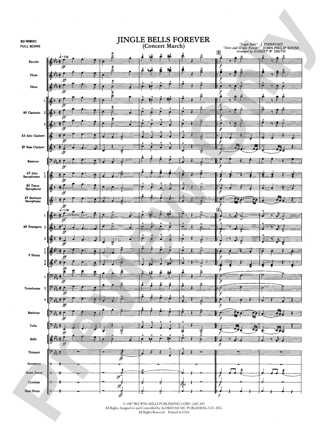 Jingle Bells Forever (Concert March): Concert Band Conductor Score & Parts