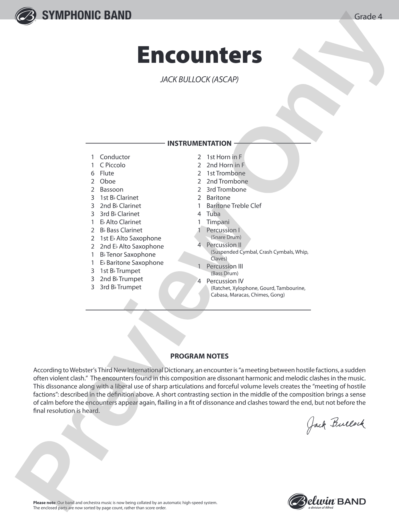 Encounters: Concert Band Conductor Score & Parts
