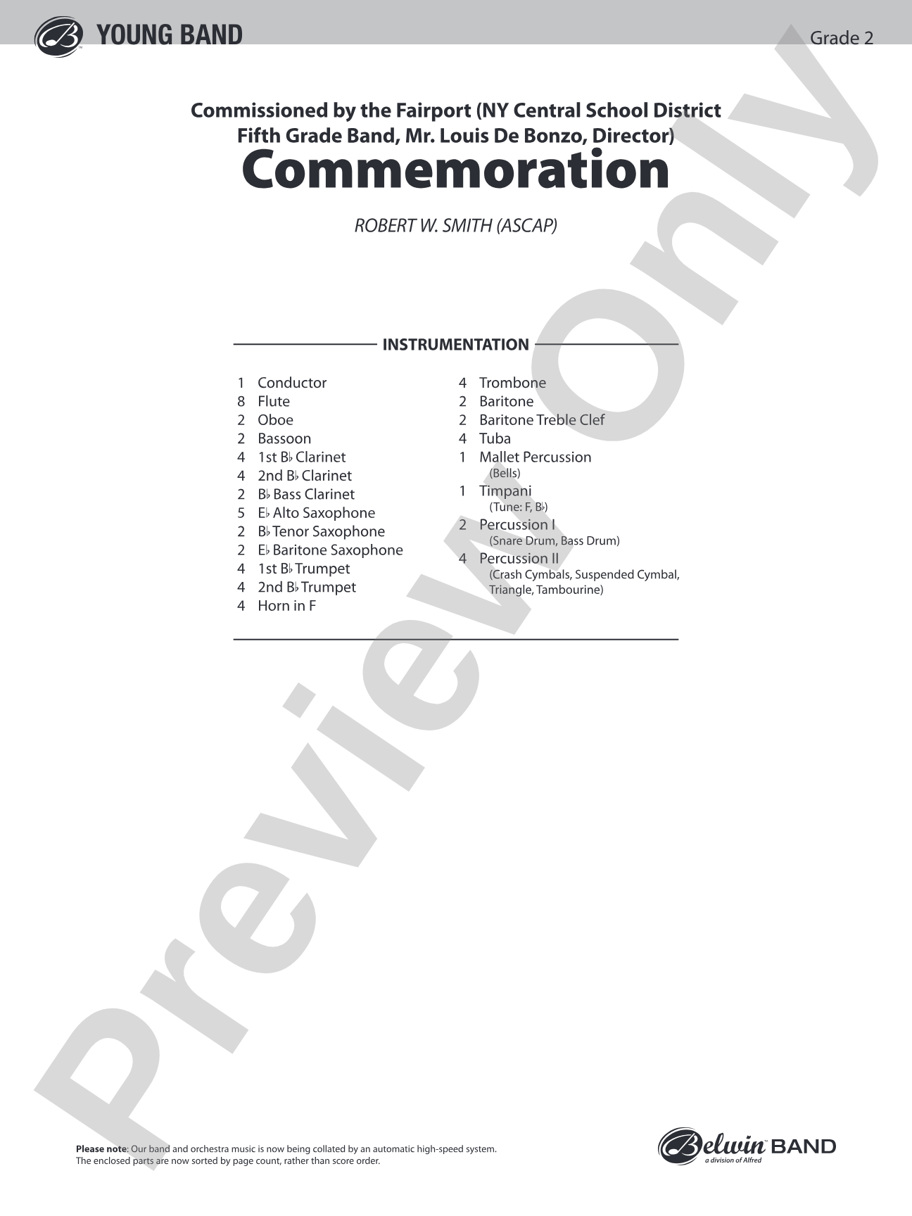 Commemoration: Concert Band Conductor Score & Parts