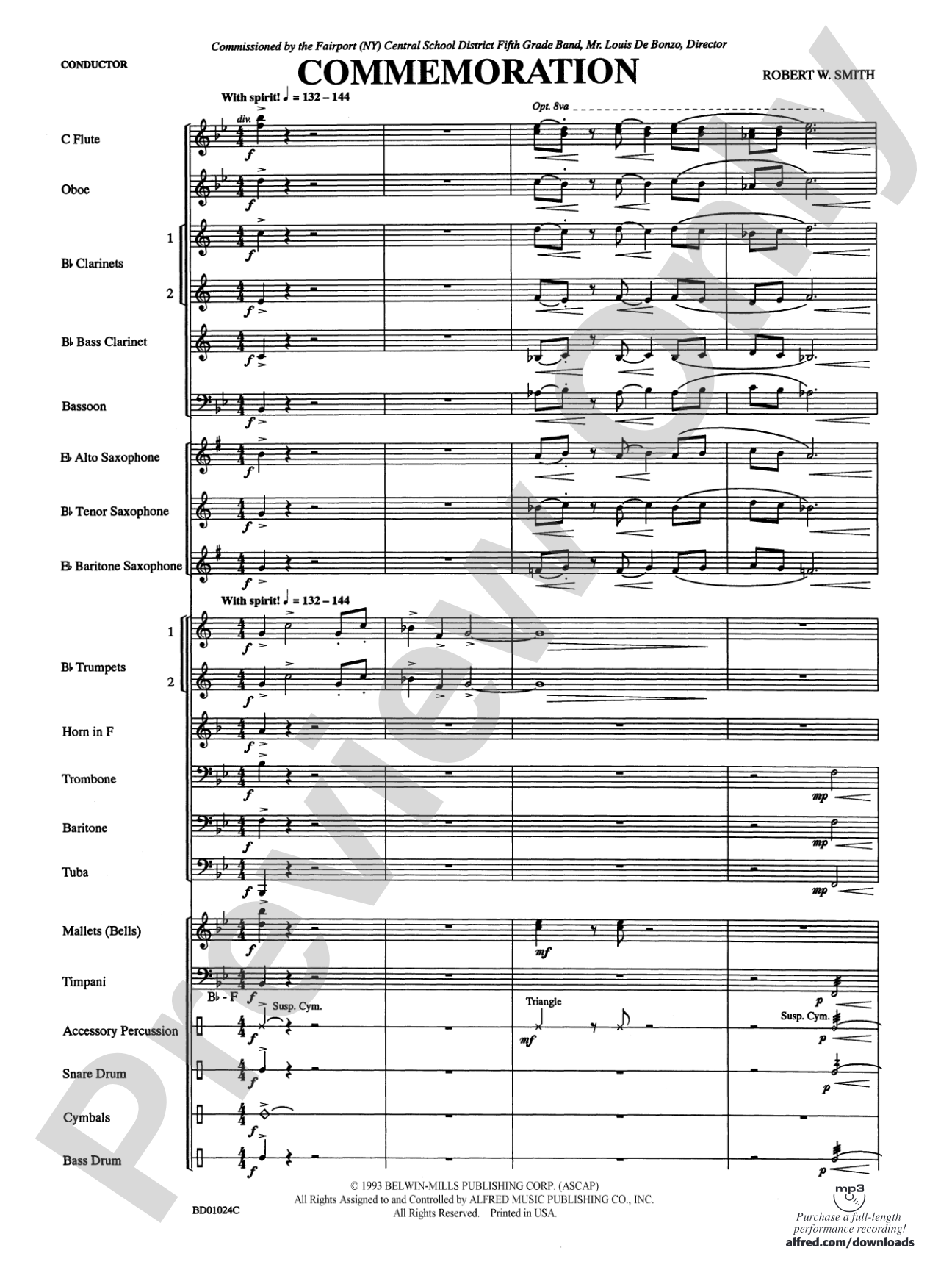 Commemoration: Concert Band Conductor Score & Parts