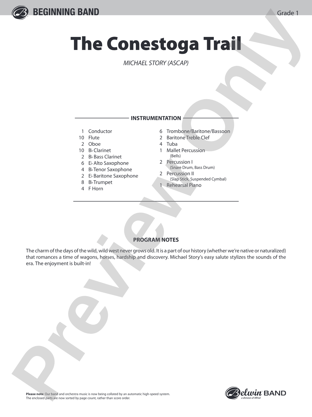 The Conestoga Trail: Concert Band Conductor Score & Parts