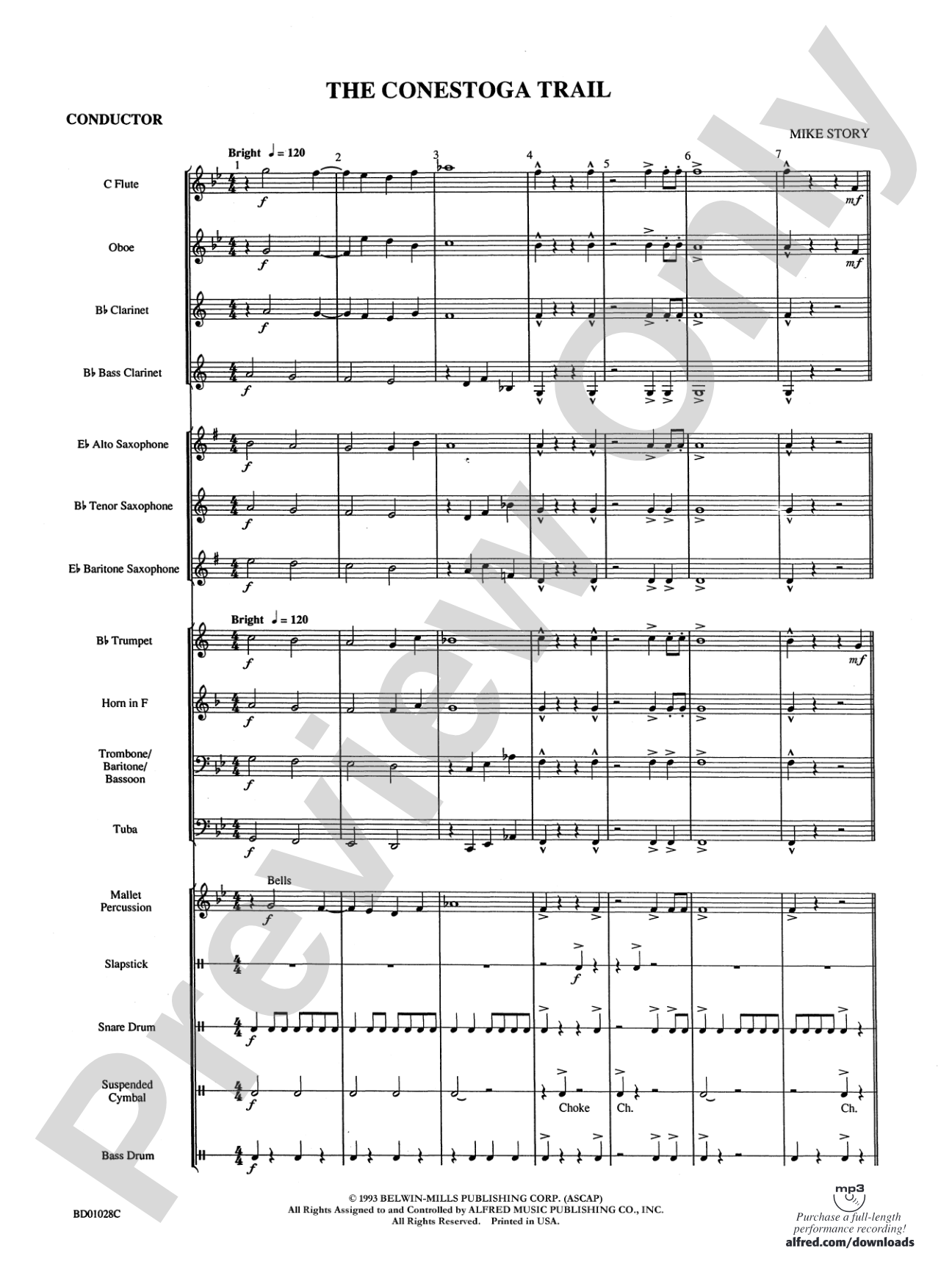 The Conestoga Trail: Concert Band Conductor Score & Parts