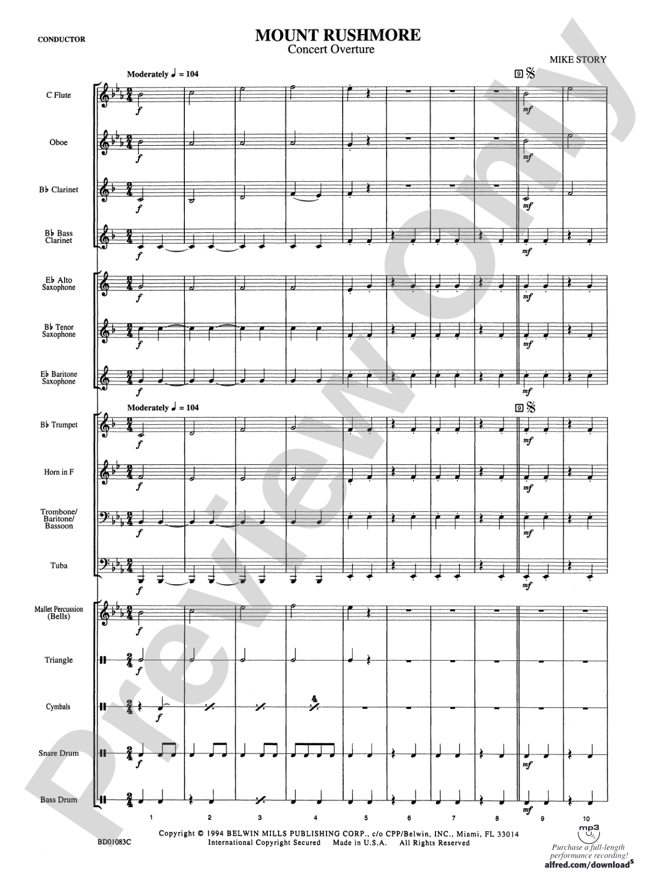 Mount Rushmore: Concert Band Conductor Score & Parts
