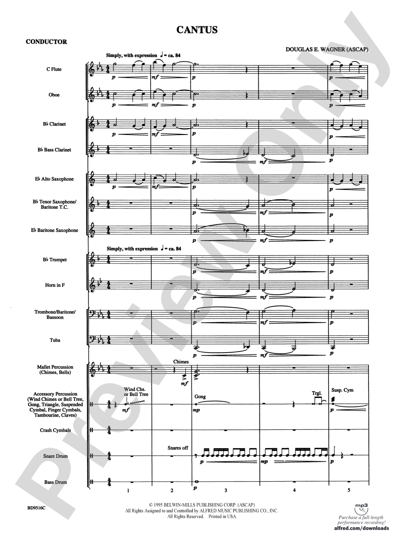 Cantus: Concert Band Conductor Score & Parts