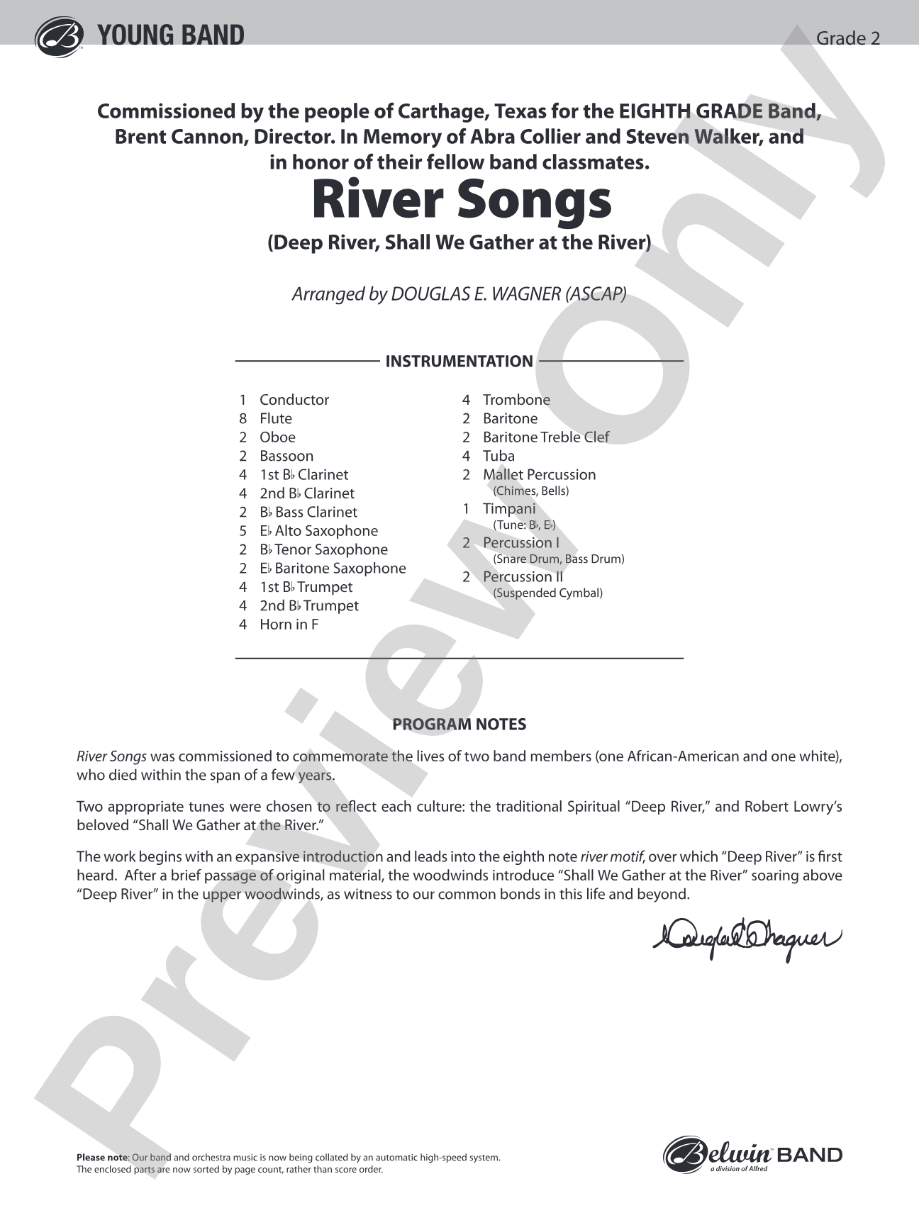 River Songs: Concert Band Conductor Score & Parts