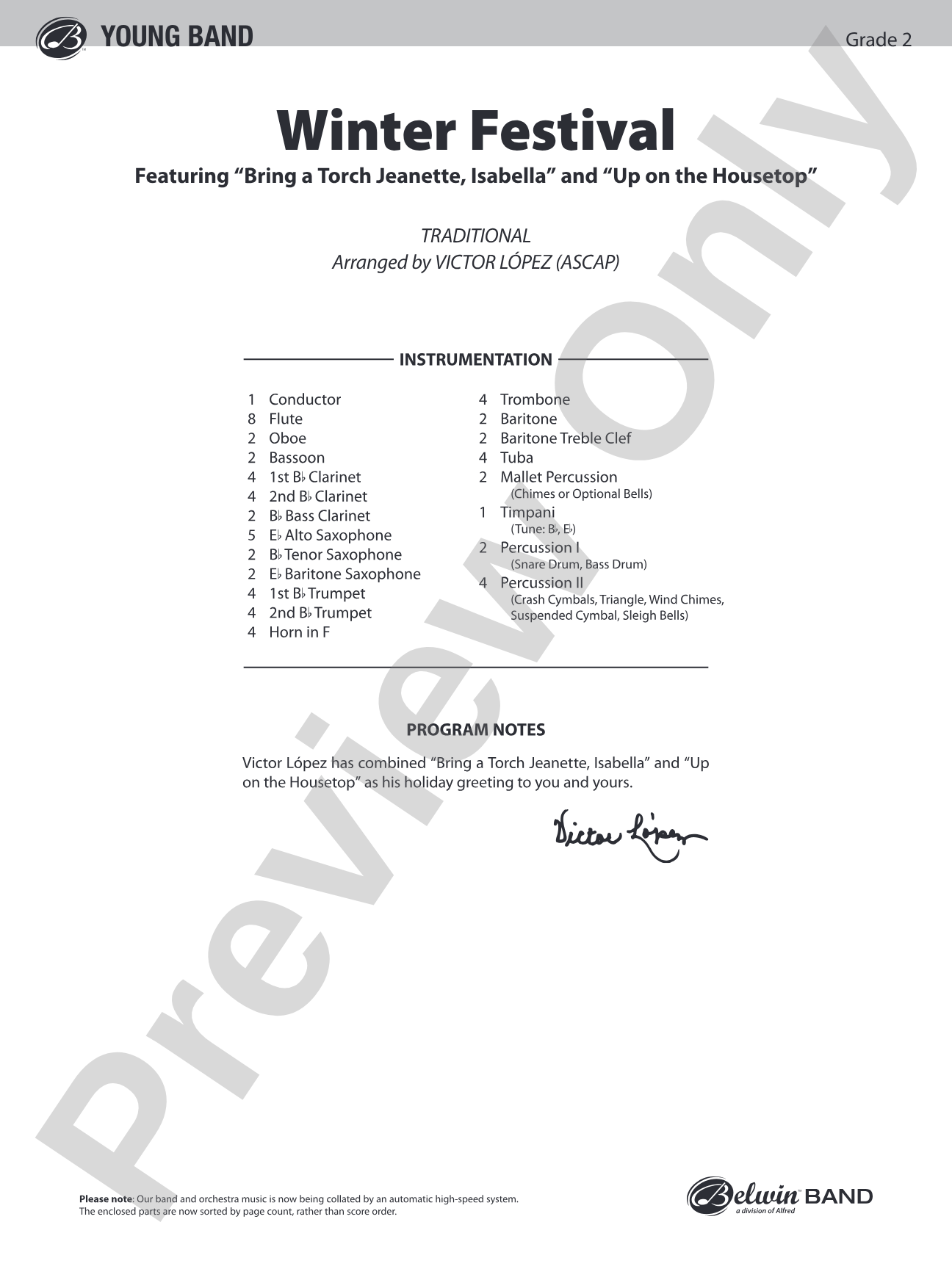 Winter Festival: Concert Band Conductor Score & Parts
