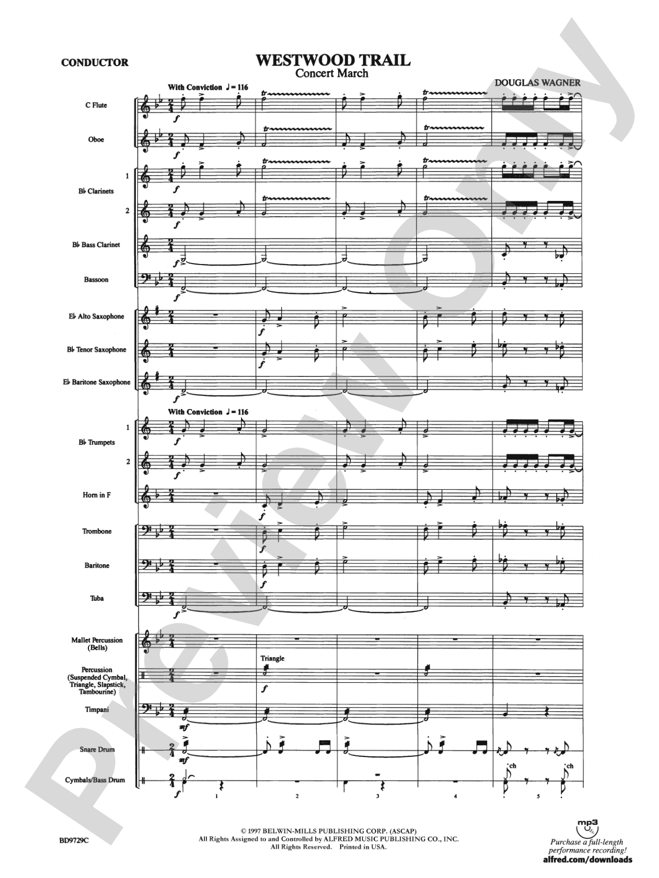 Westwood Trail: Concert Band Conductor Score & Parts