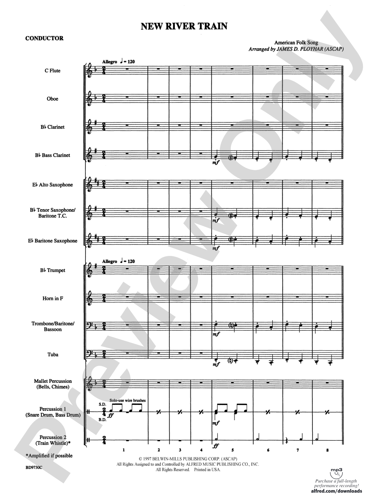 New River Train (American Folk Song): Concert Band Conductor Score & Parts