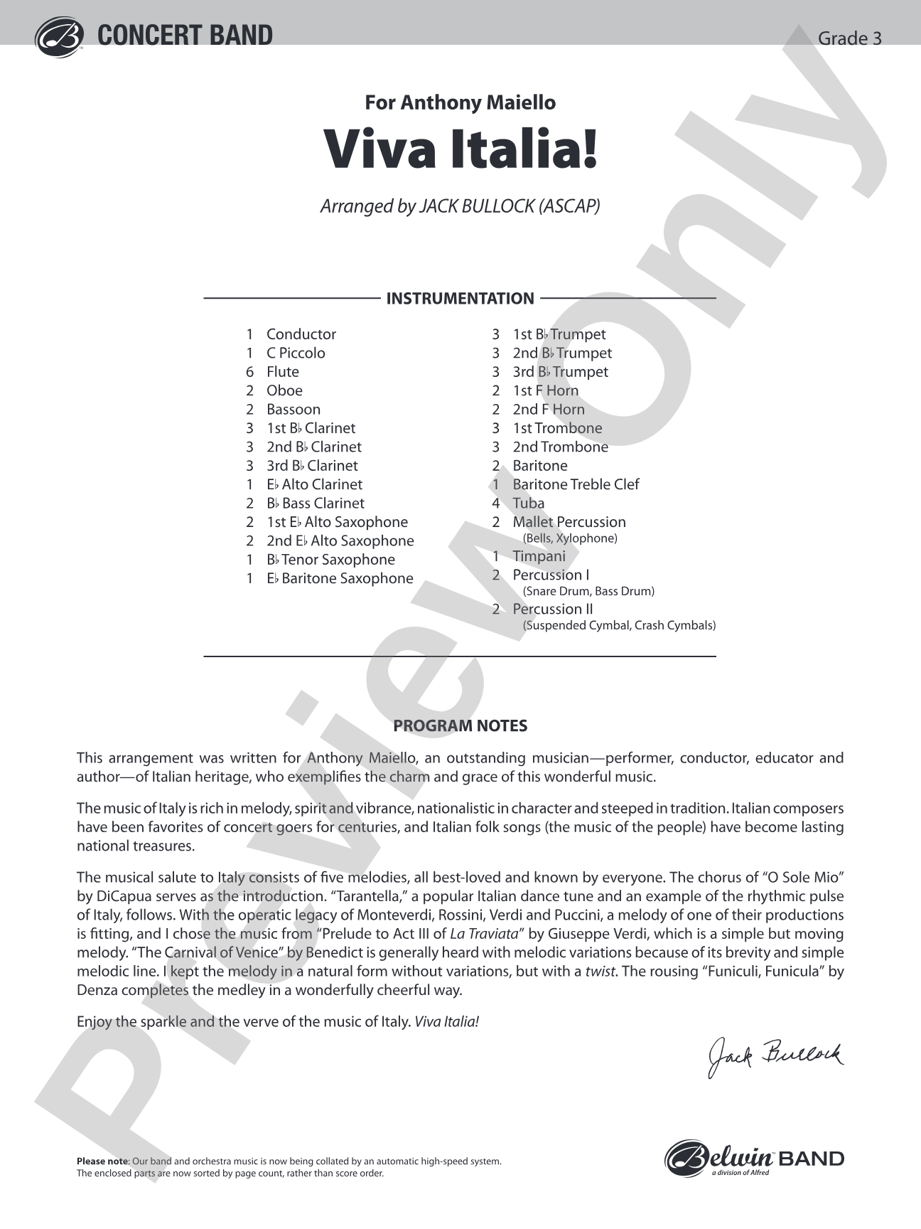 Viva Italia!: Concert Band Conductor Score & Parts