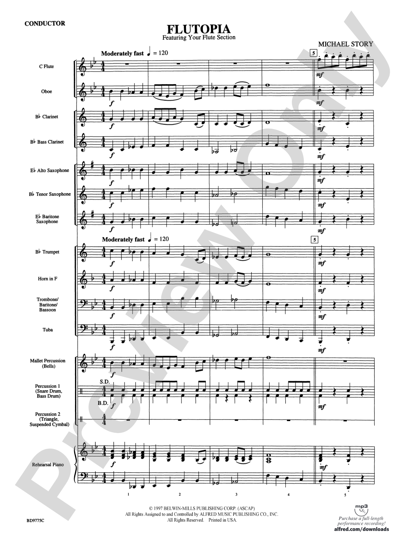 Flutopia (featuring your Flute Section): Concert Band Conductor Score & Parts