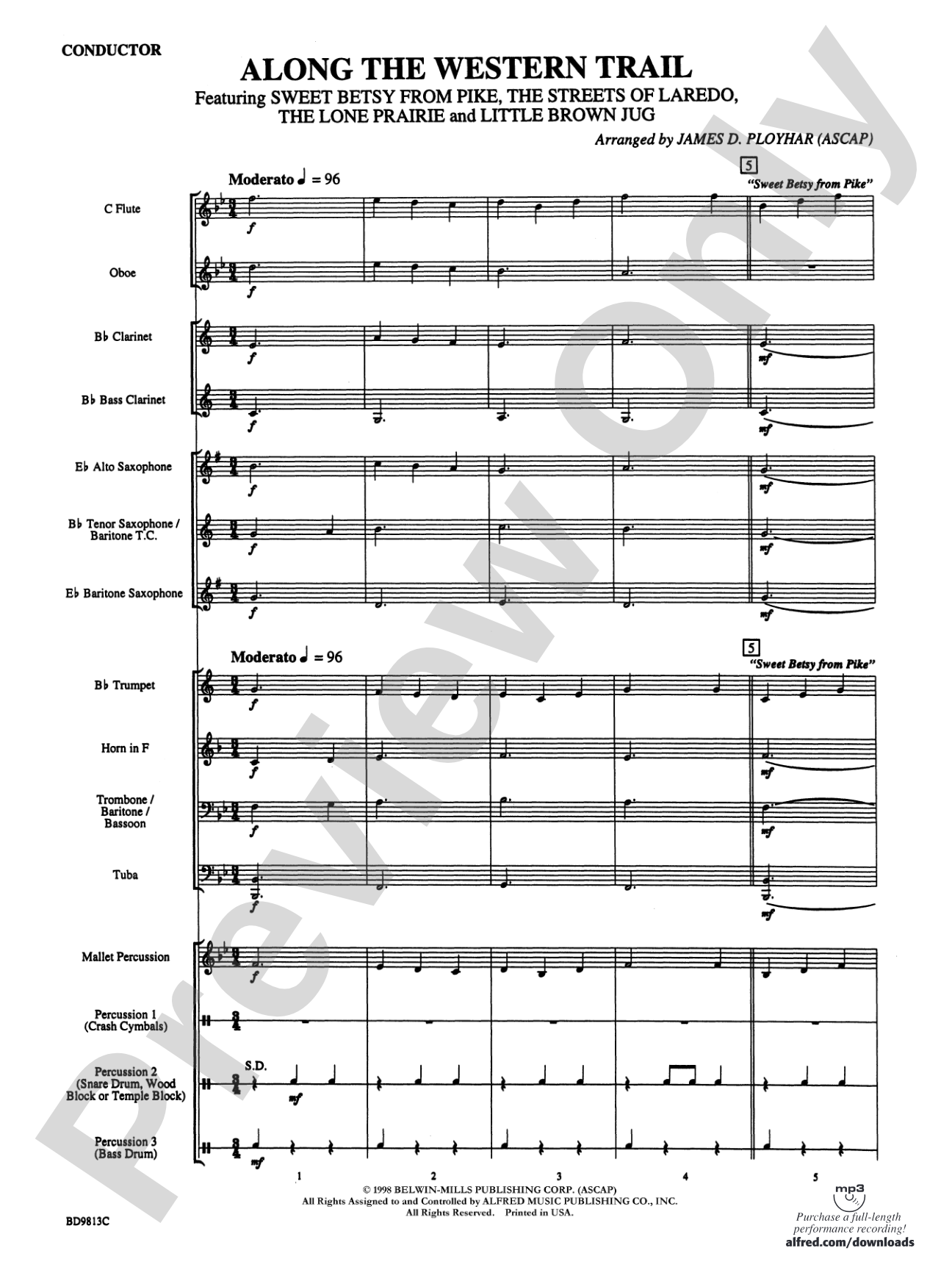 Along the Western Trail: Concert Band Conductor Score & Parts