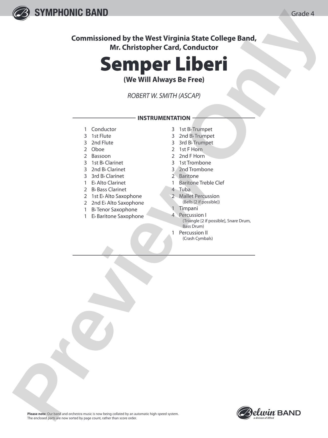 Semper Liberi (We Will Always Be Free): Concert Band Conductor Score & Parts