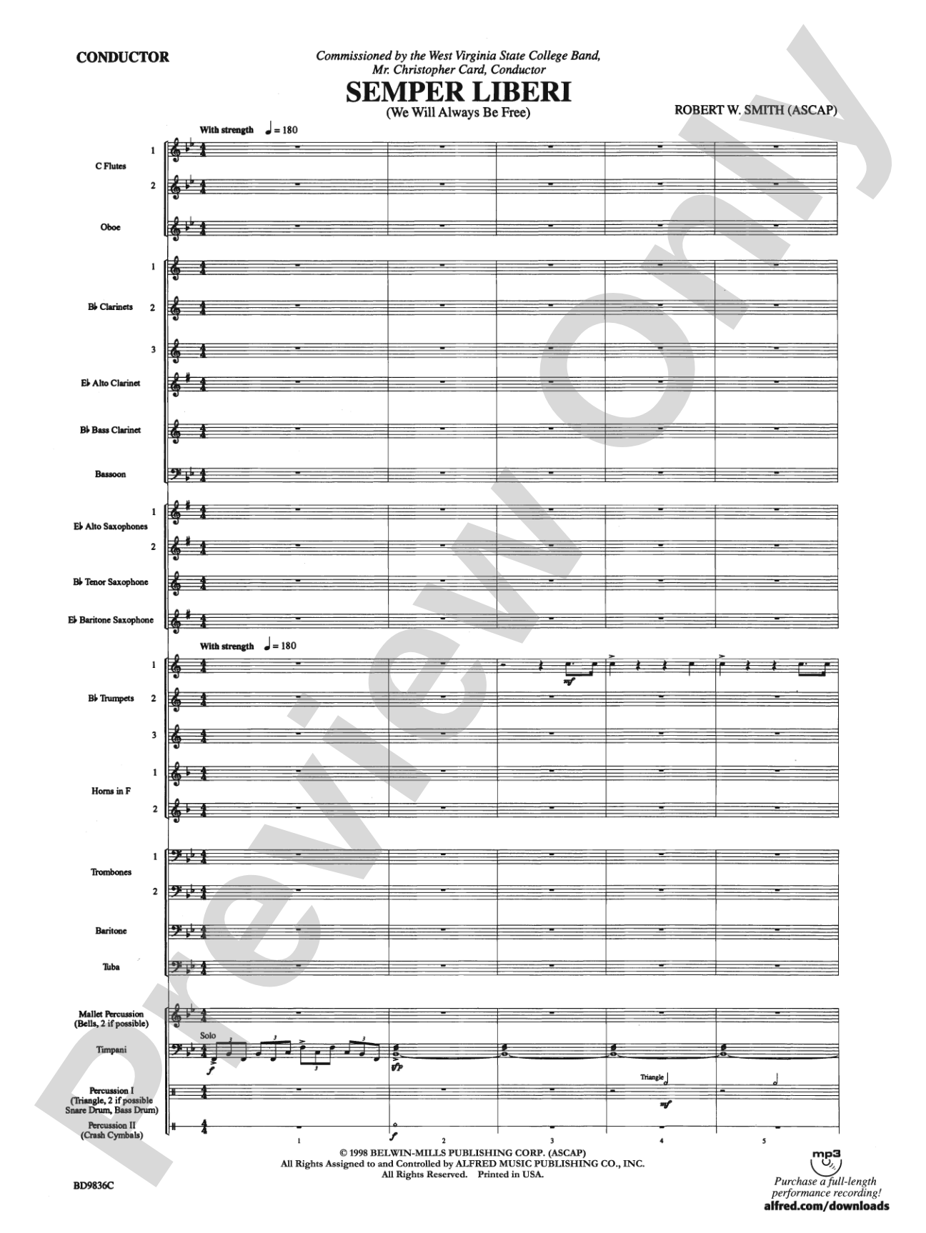 Semper Liberi (We Will Always Be Free): Concert Band Conductor Score & Parts