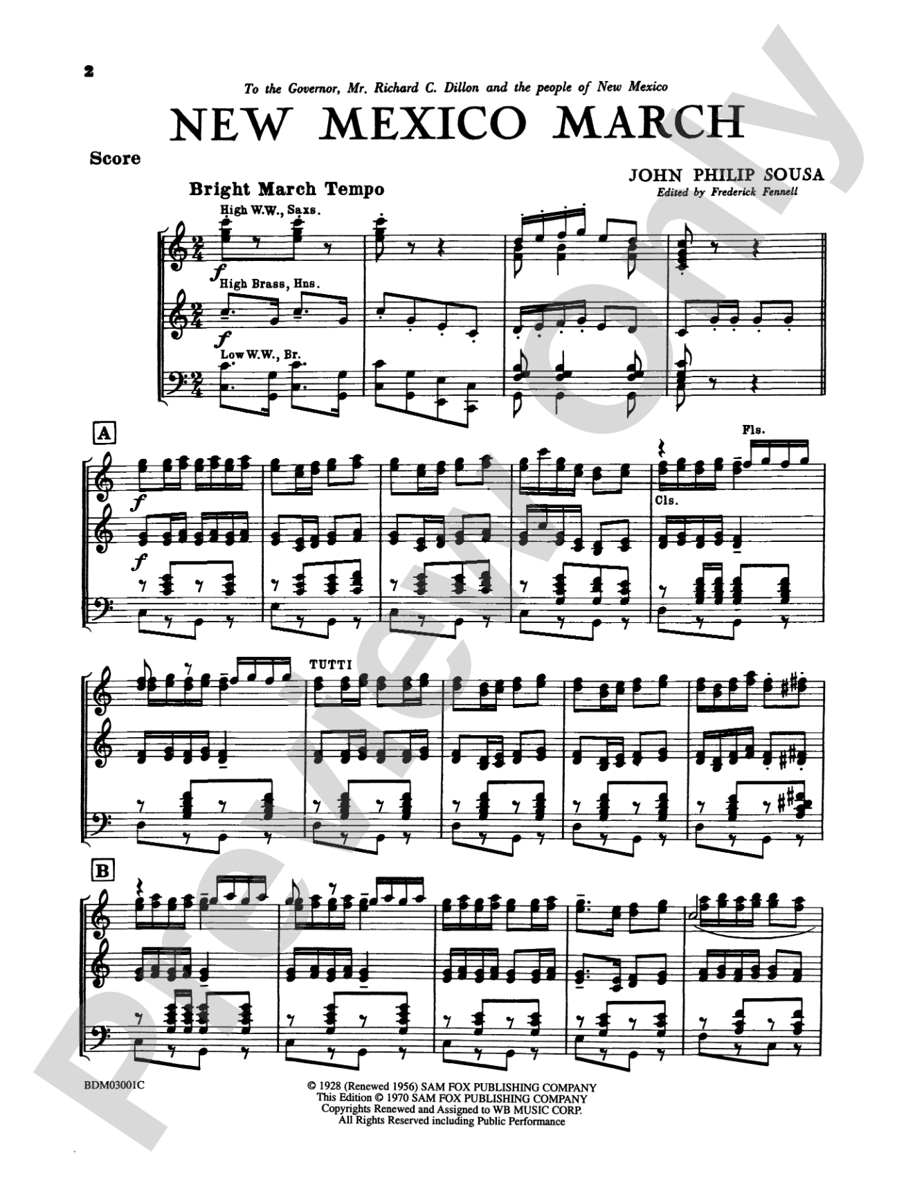 New Mexico March: Concert Band Conductor Score & Parts