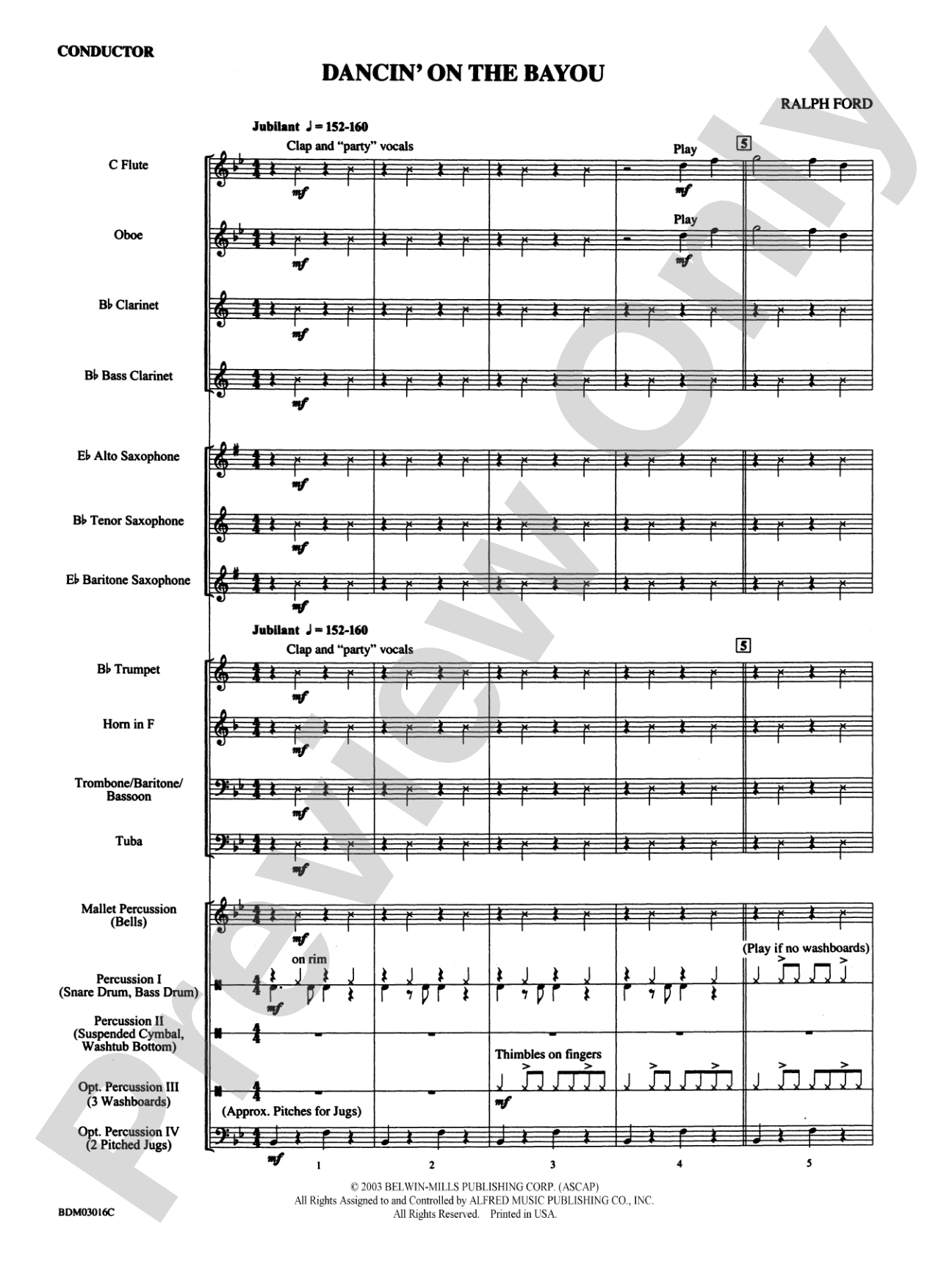 Dancin' on the Bayou: Concert Band Conductor Score & Parts