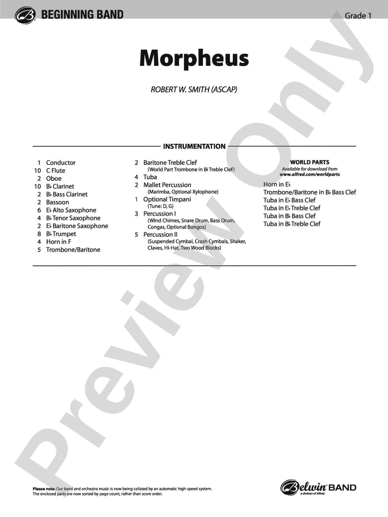 Morpheus: Concert Band Conductor Score & Parts