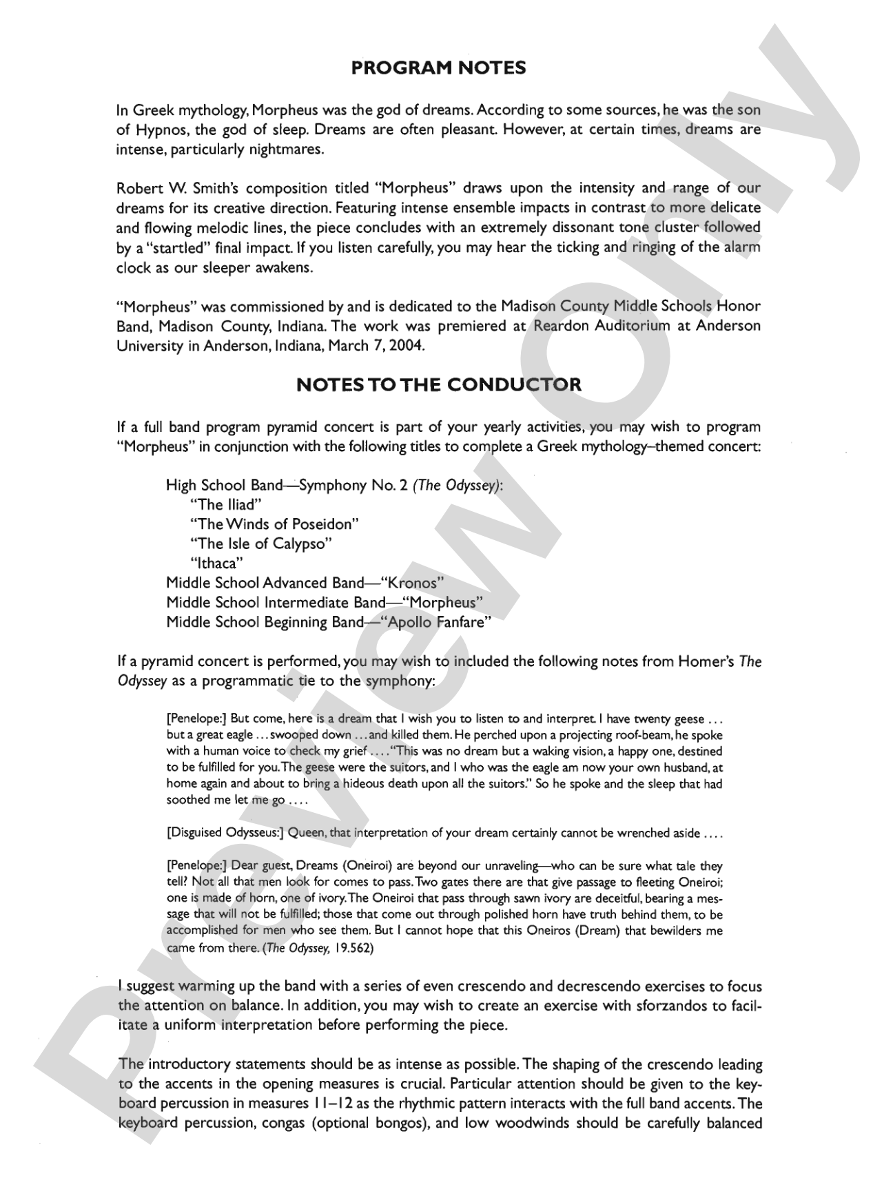 Morpheus: Concert Band Conductor Score & Parts