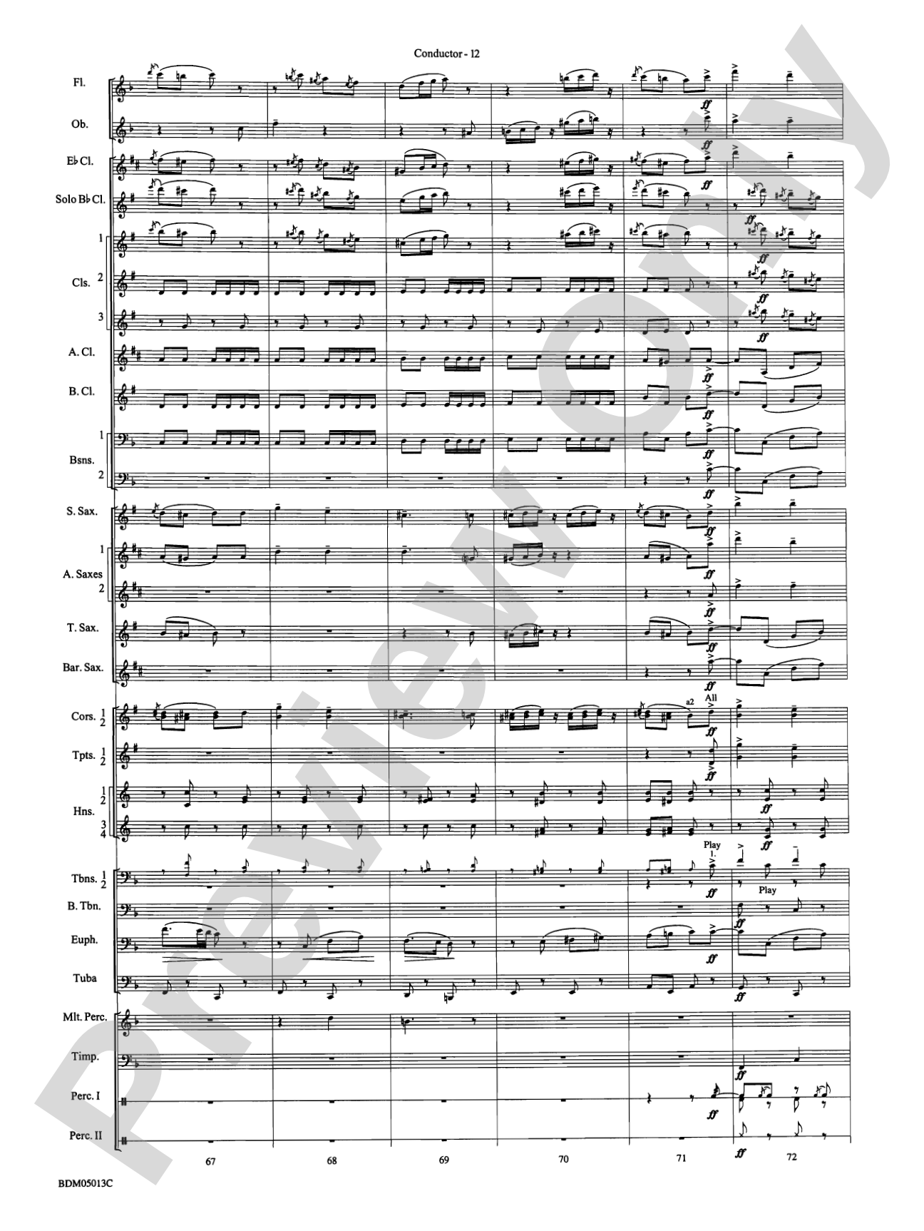 Pineapple Poll (Suite from the Ballet): Concert Band Conductor Score & Parts