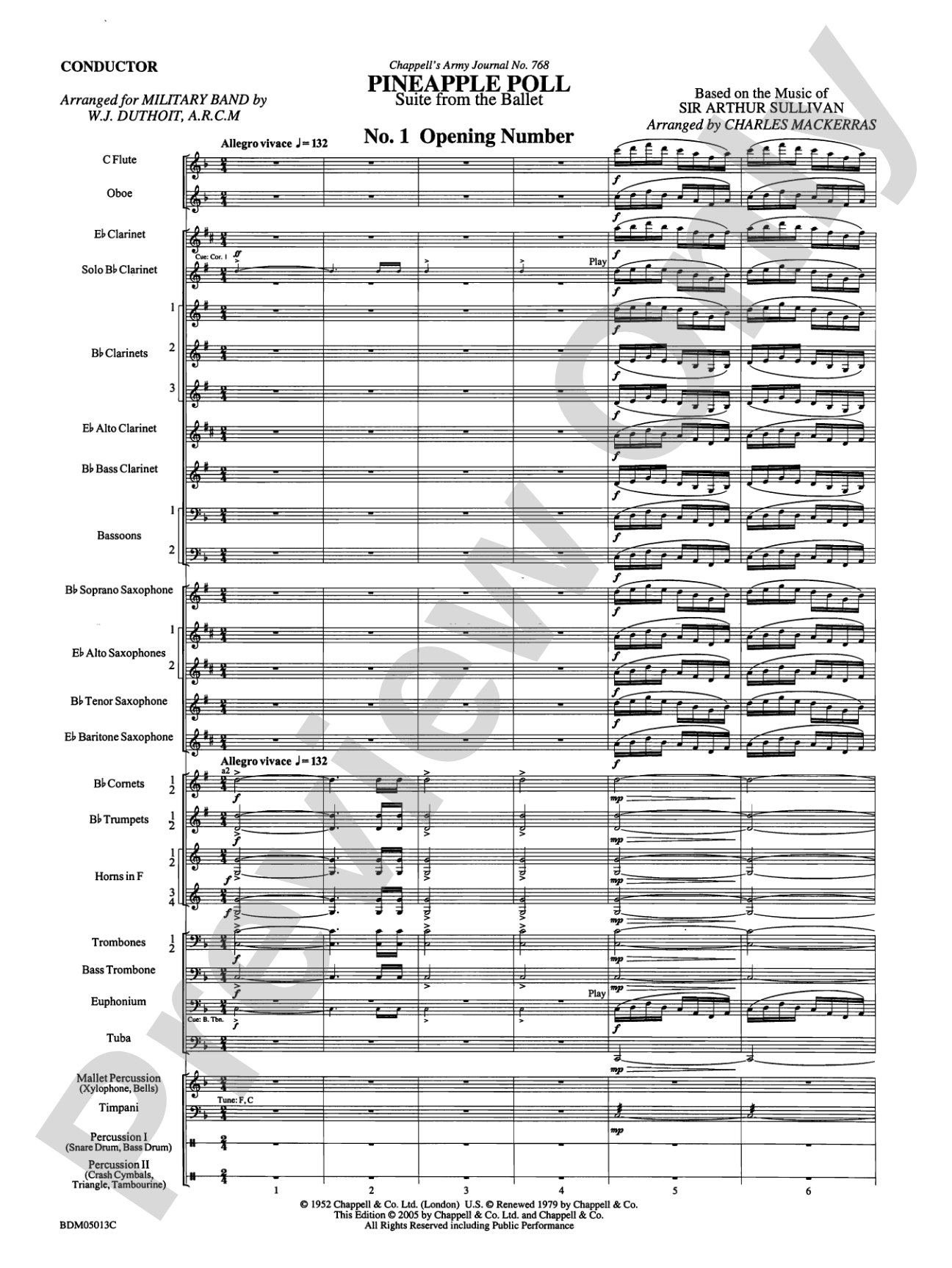 Pineapple Poll (Suite from the Ballet): Concert Band Conductor Score & Parts