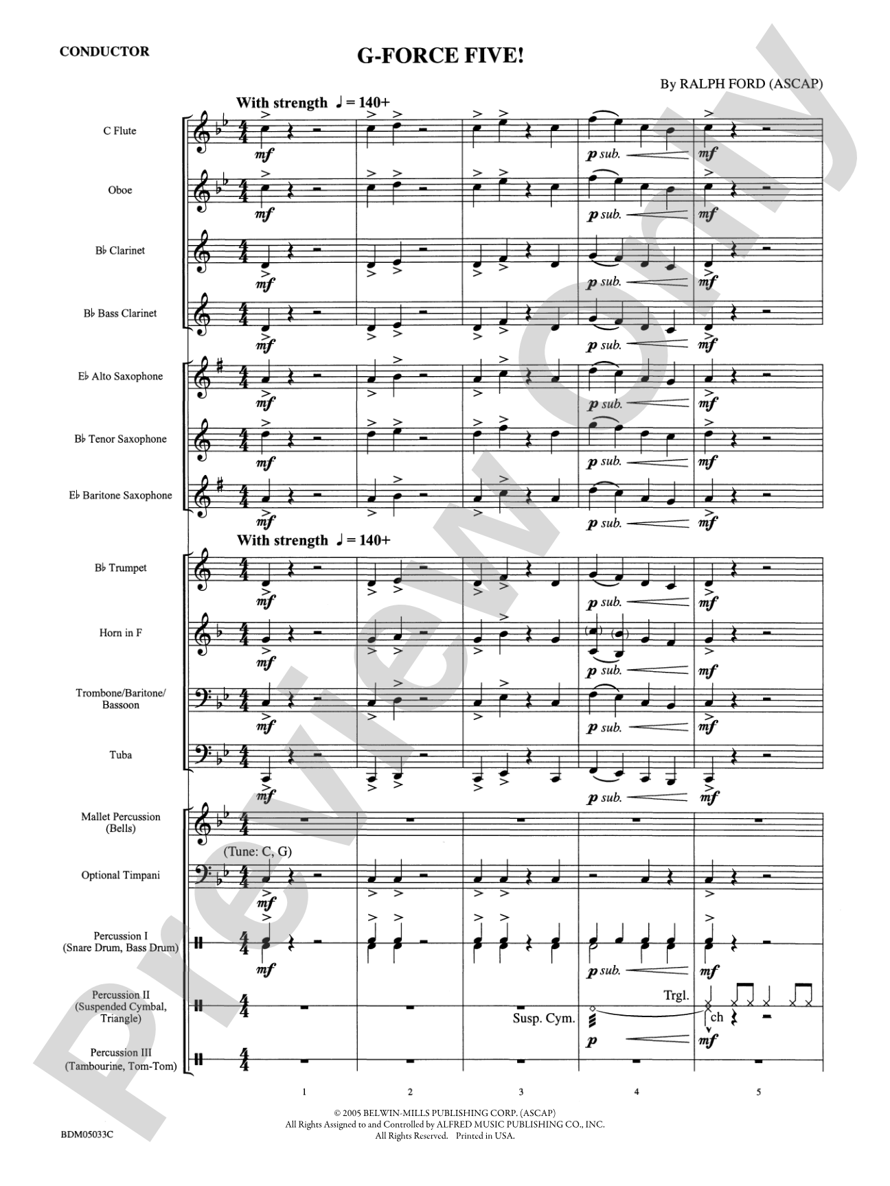 G-Force Five!: Concert Band Conductor Score & Parts