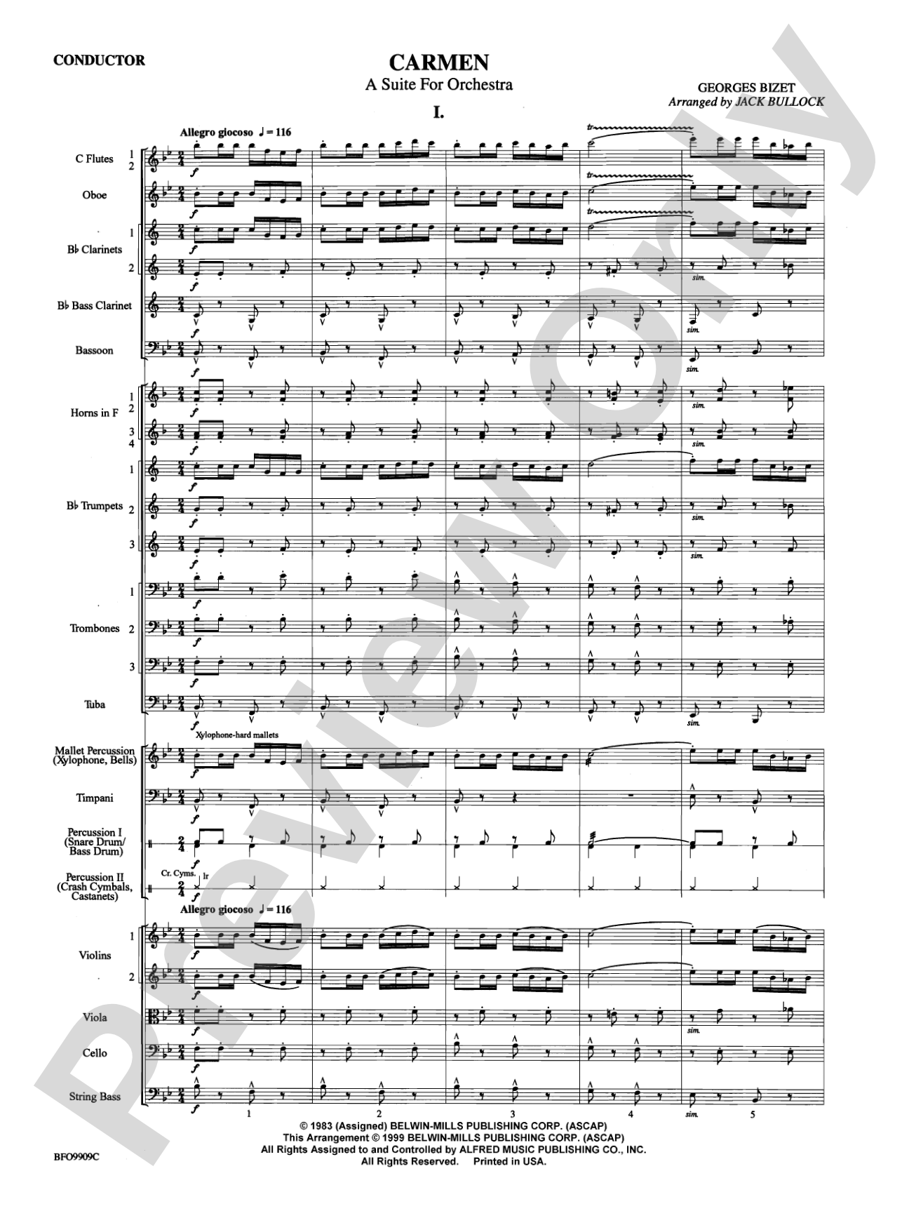 Carmen Suite: Full Orchestra Conductor Score & Parts