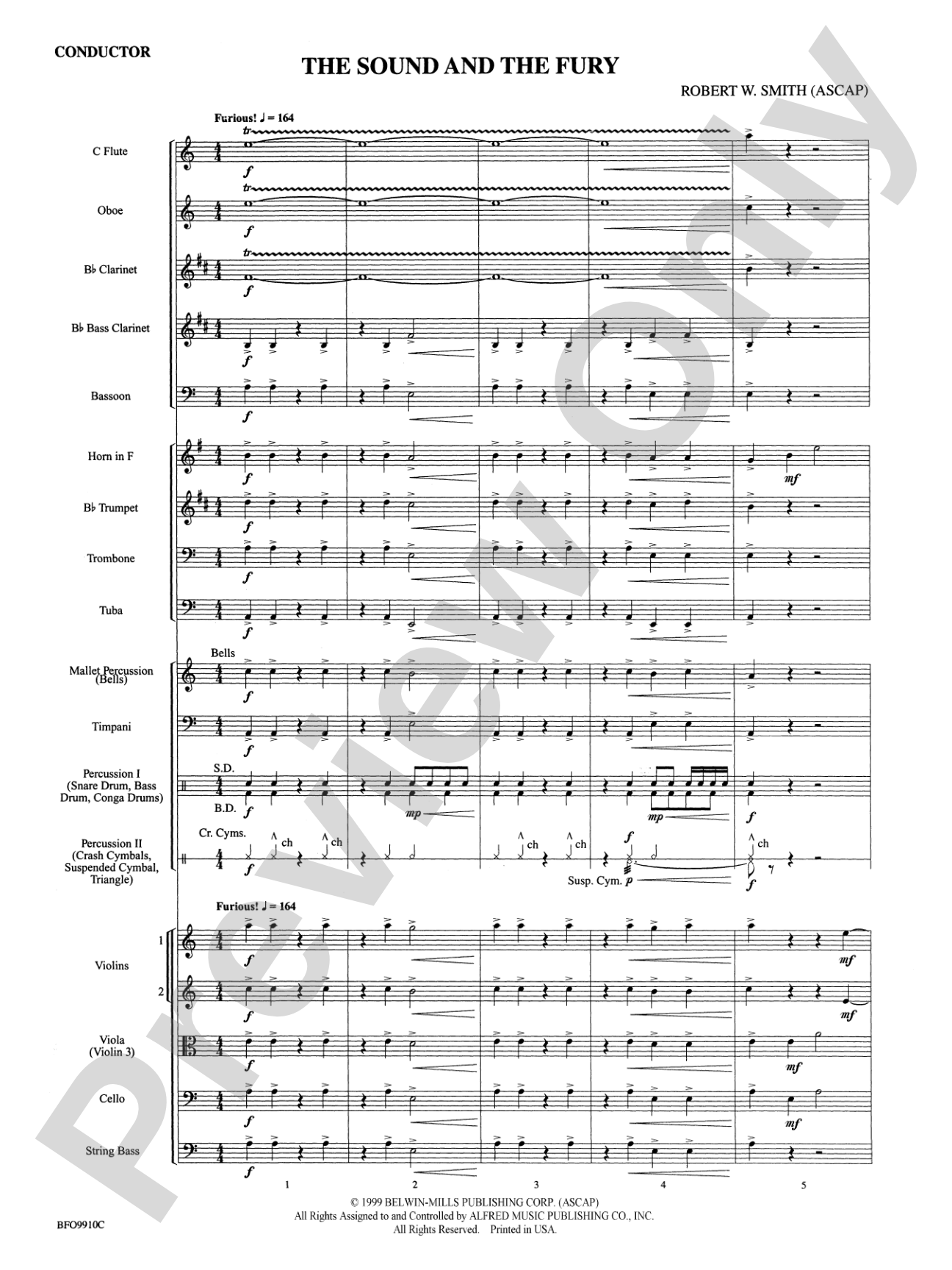 The Sound and the Fury: Full Orchestra Conductor Score & Parts