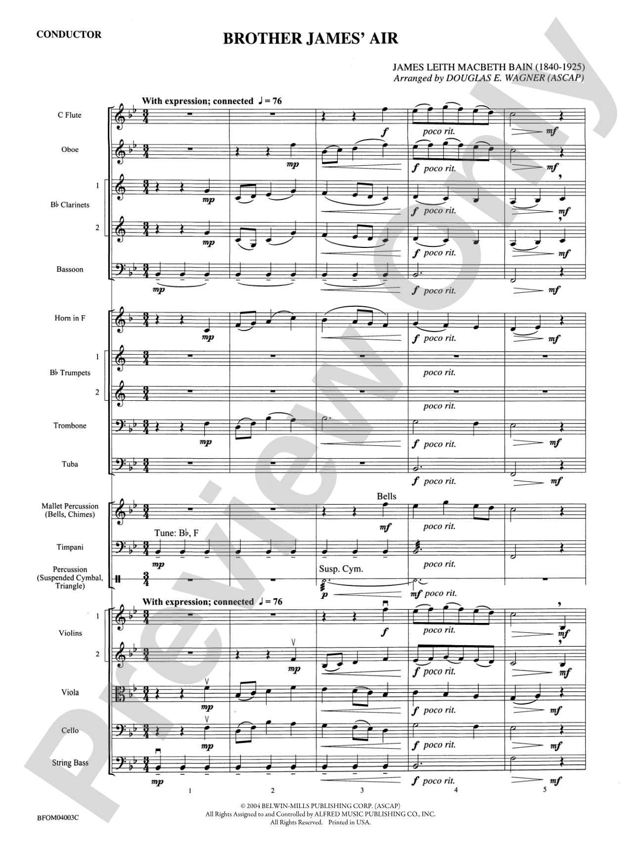 Brother James' Air: Full Orchestra Conductor Score & Parts