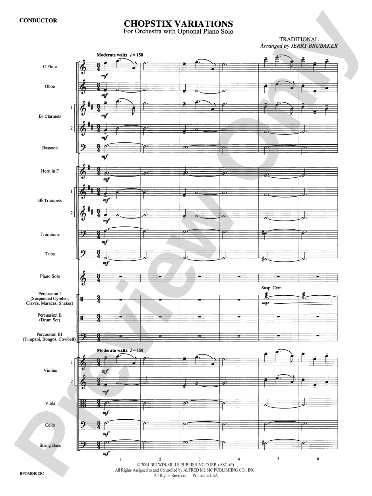 Chopstix Variations (with Opt. Piano Solo): Full Orchestra Conductor Score & Parts