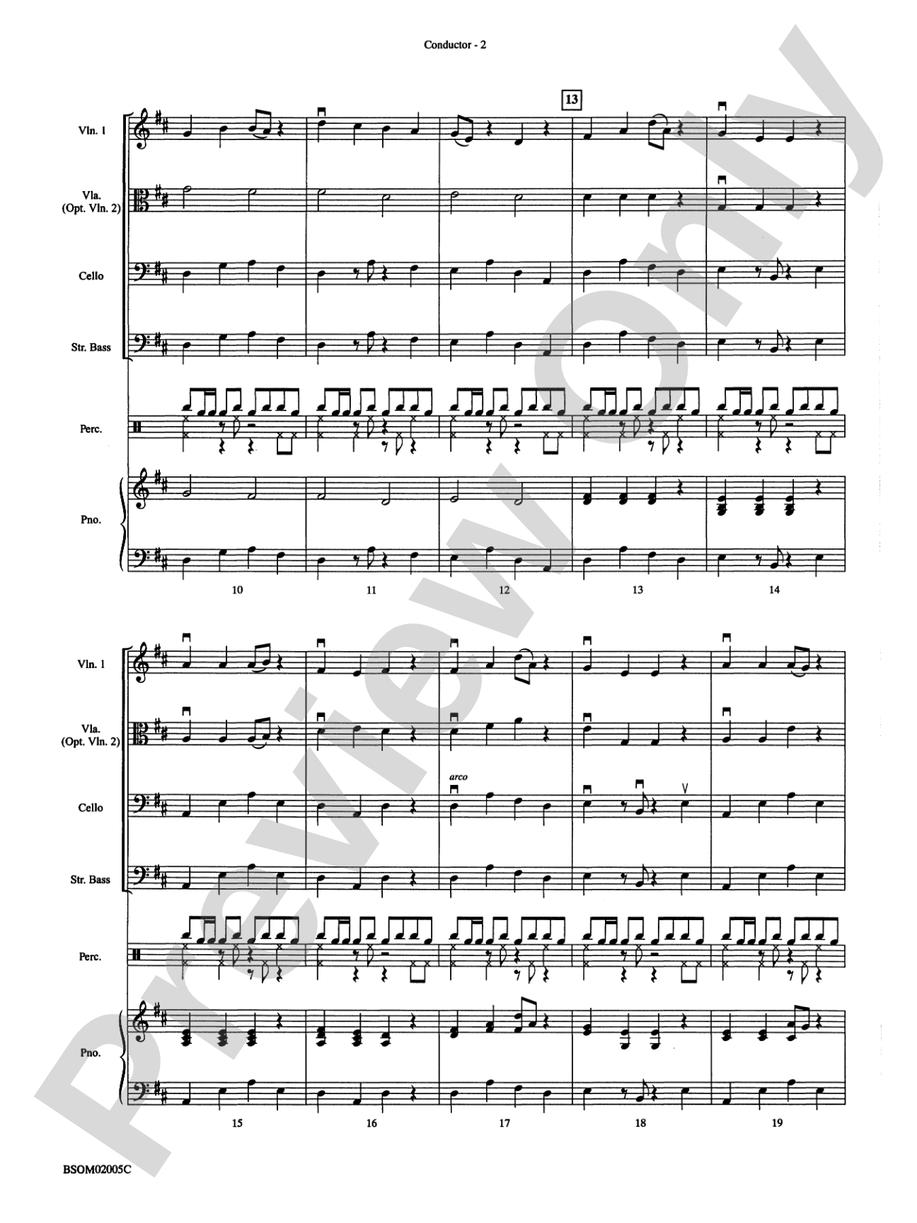 Calypso Capers (for Strings and Percussion): String Orchestra Conductor Score & Parts