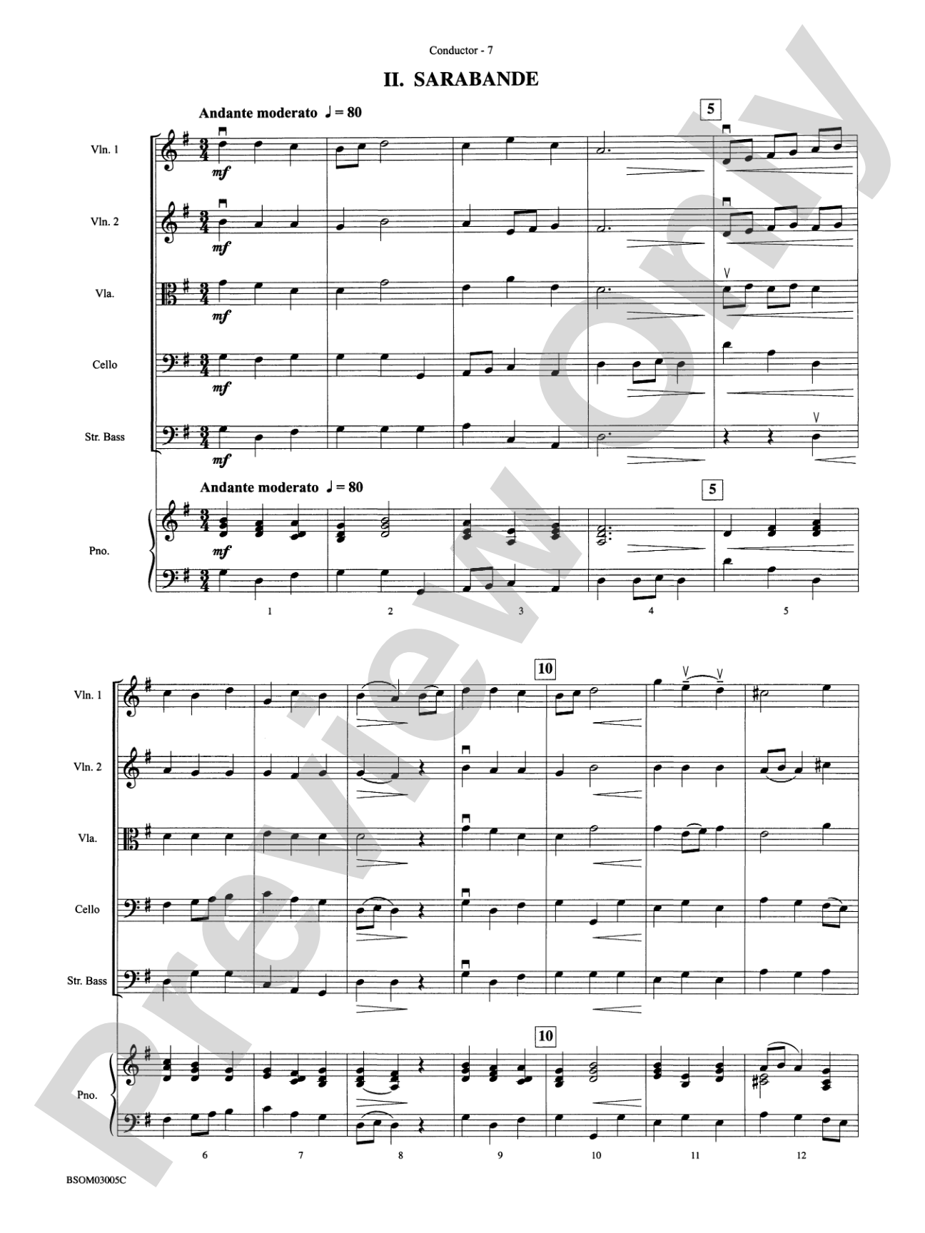 Dance Suite for Strings (I. Allemande, II. Sarabande, III. Gigue): String Orchestra Conductor Score & Parts