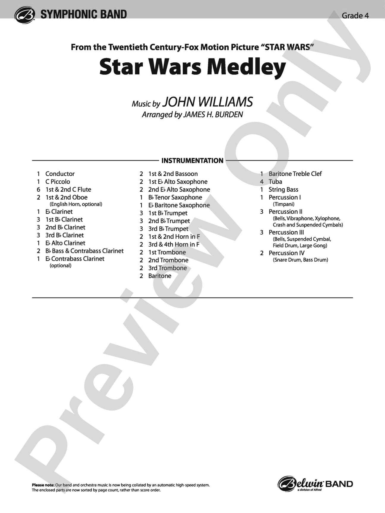 Star Wars® Medley: Score