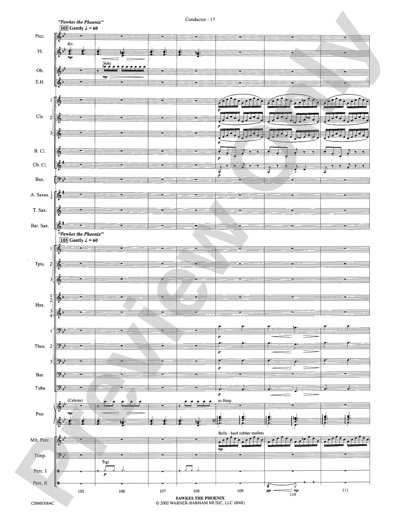 Harry Potter and the Chamber of Secrets, Symphonic Suite from: Concert Band Conductor Score & Parts
