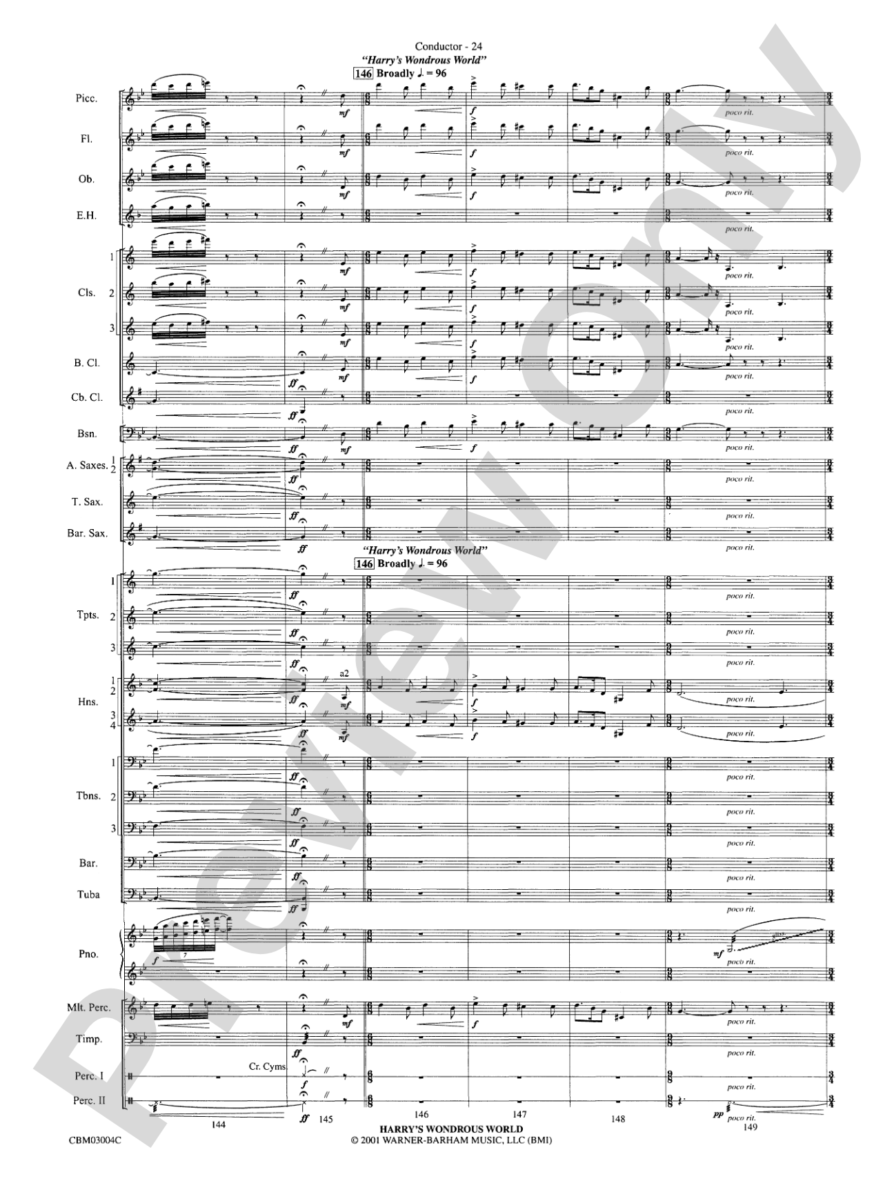 Harry Potter and the Chamber of Secrets, Symphonic Suite from: Concert Band Conductor Score & Parts