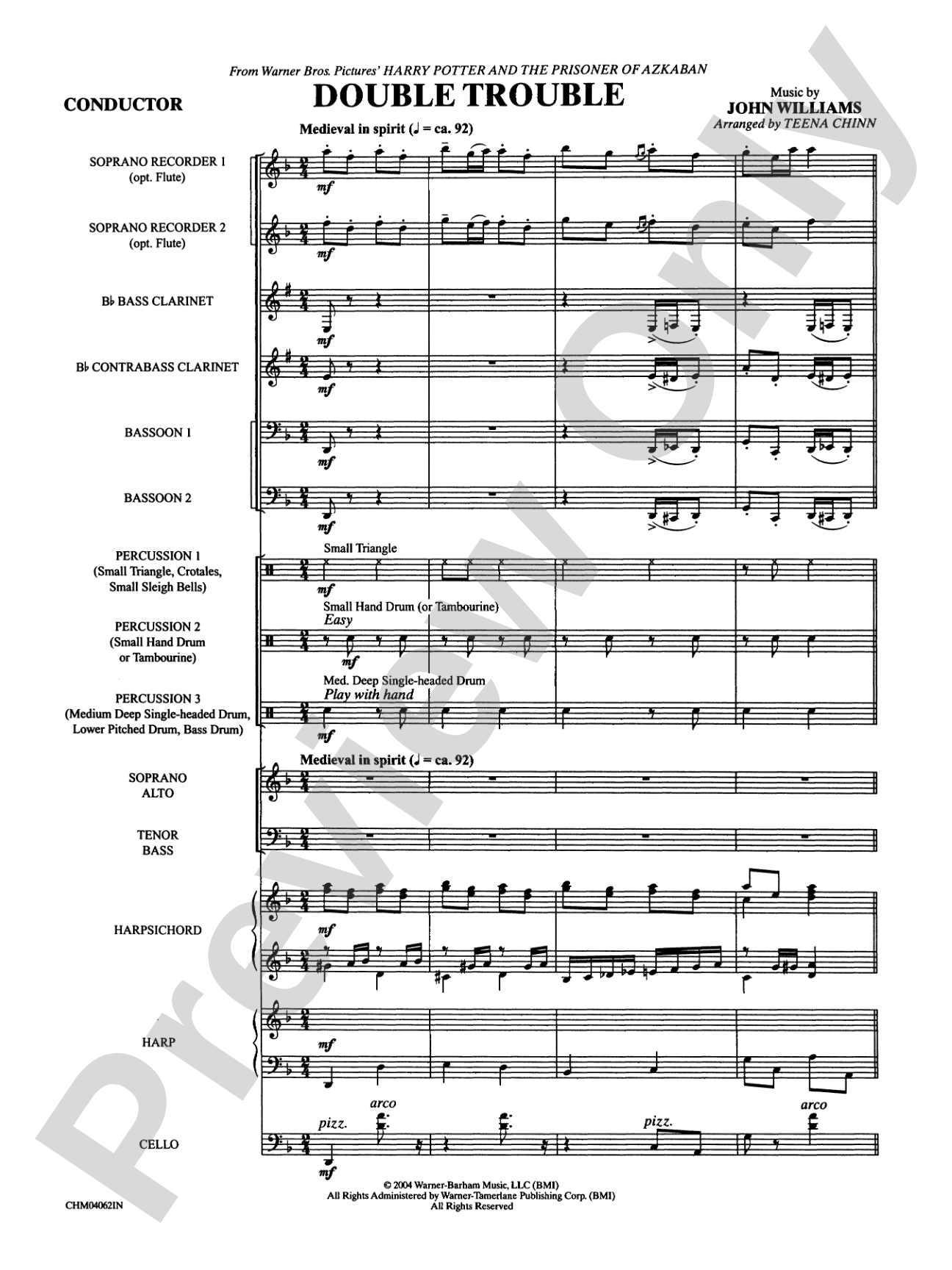 Double Trouble (from Harry Potter and the Prisoner of Azkaban): Choral Instrumental Parts