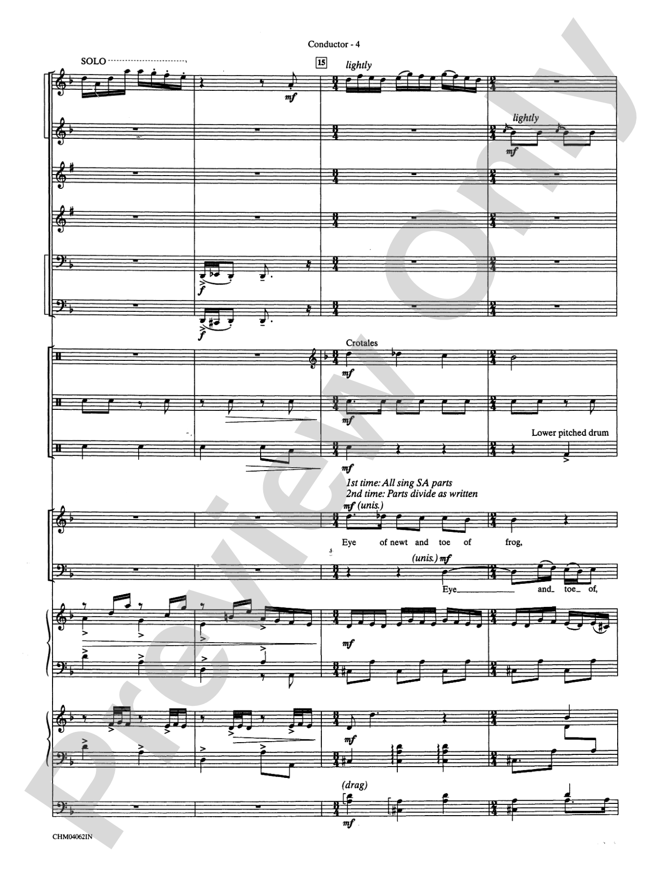 Double Trouble (from Harry Potter and the Prisoner of Azkaban): Choral Instrumental Parts