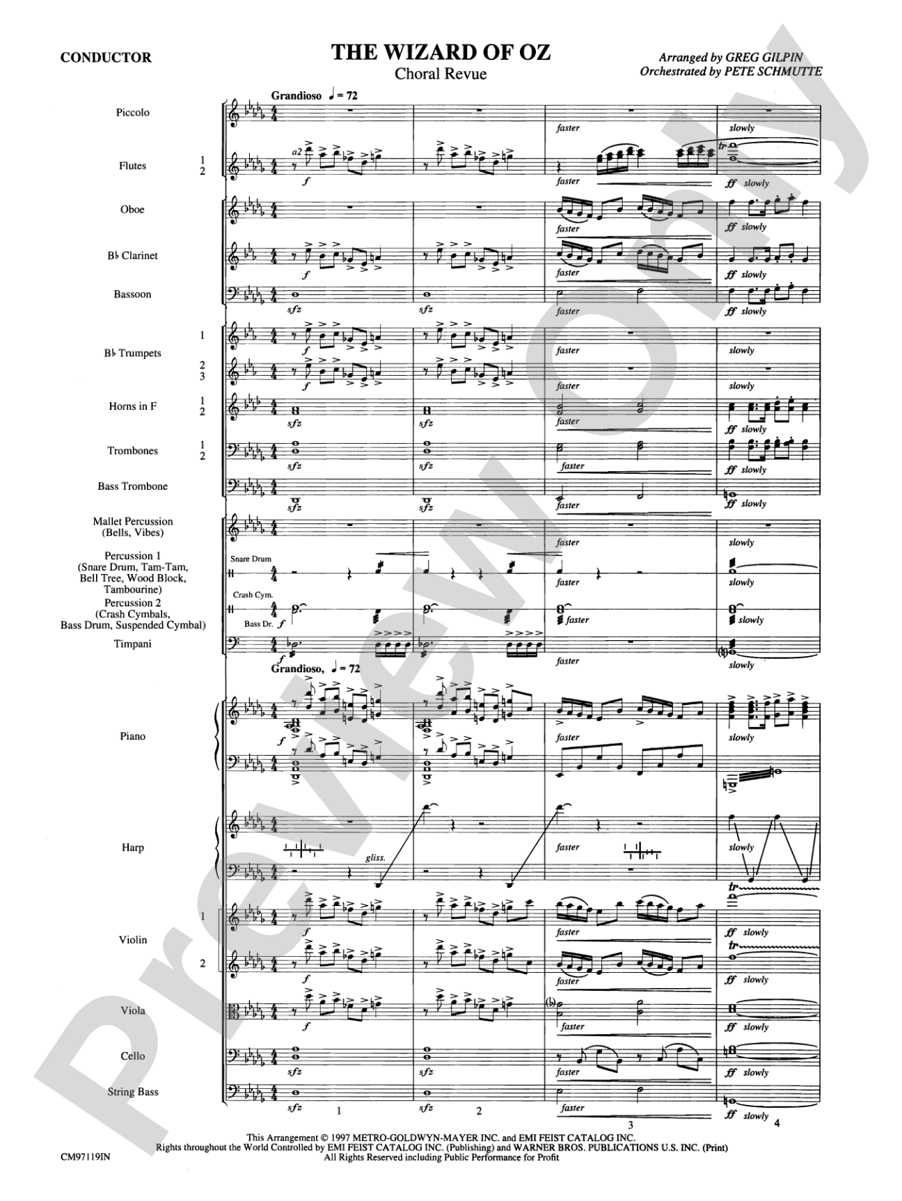 The Wizard of Oz -- Choral Revue: Choral Octavo Orchestration - Set of Parts