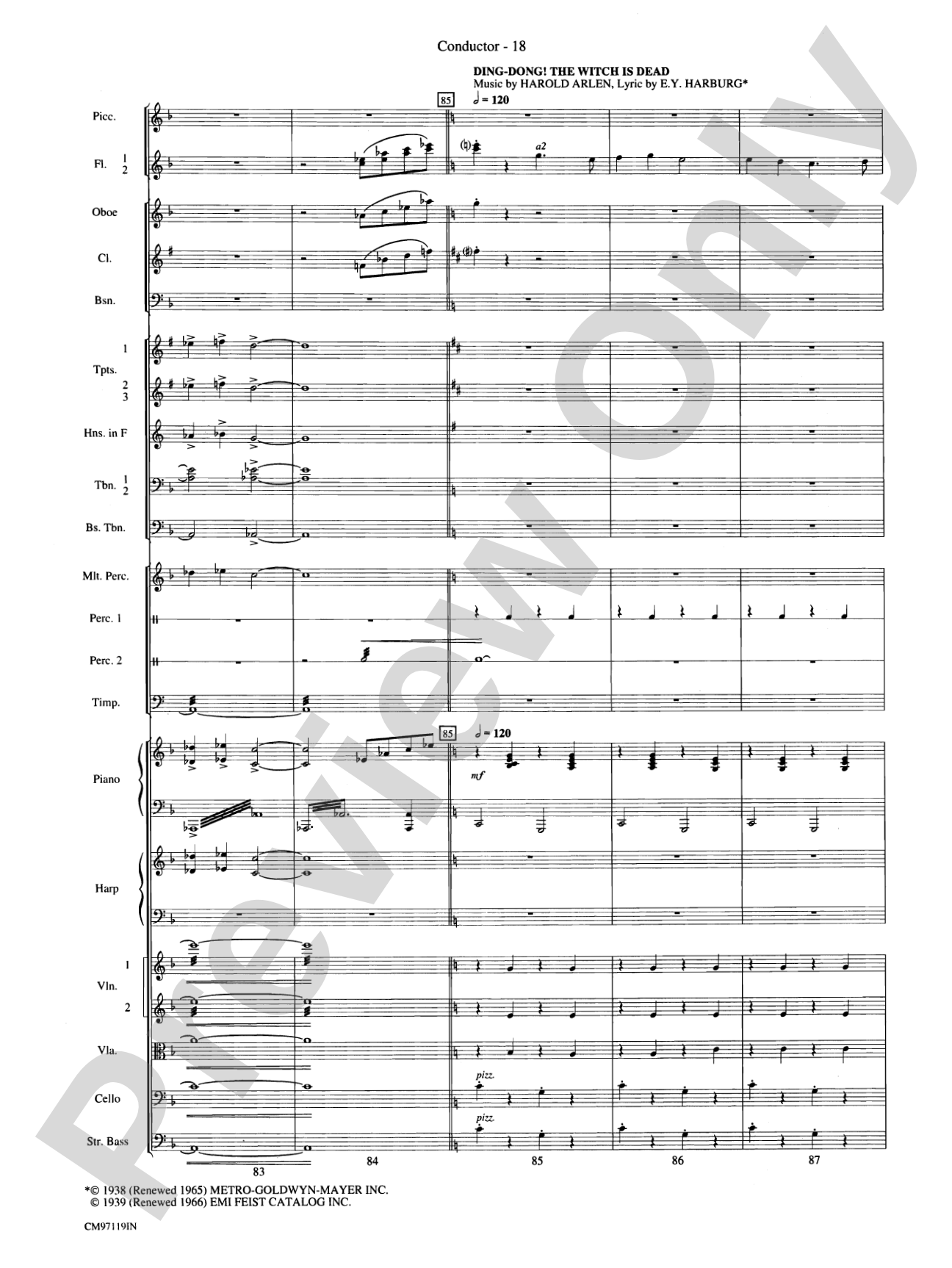 The Wizard of Oz -- Choral Revue: Choral Octavo Orchestration - Set of Parts