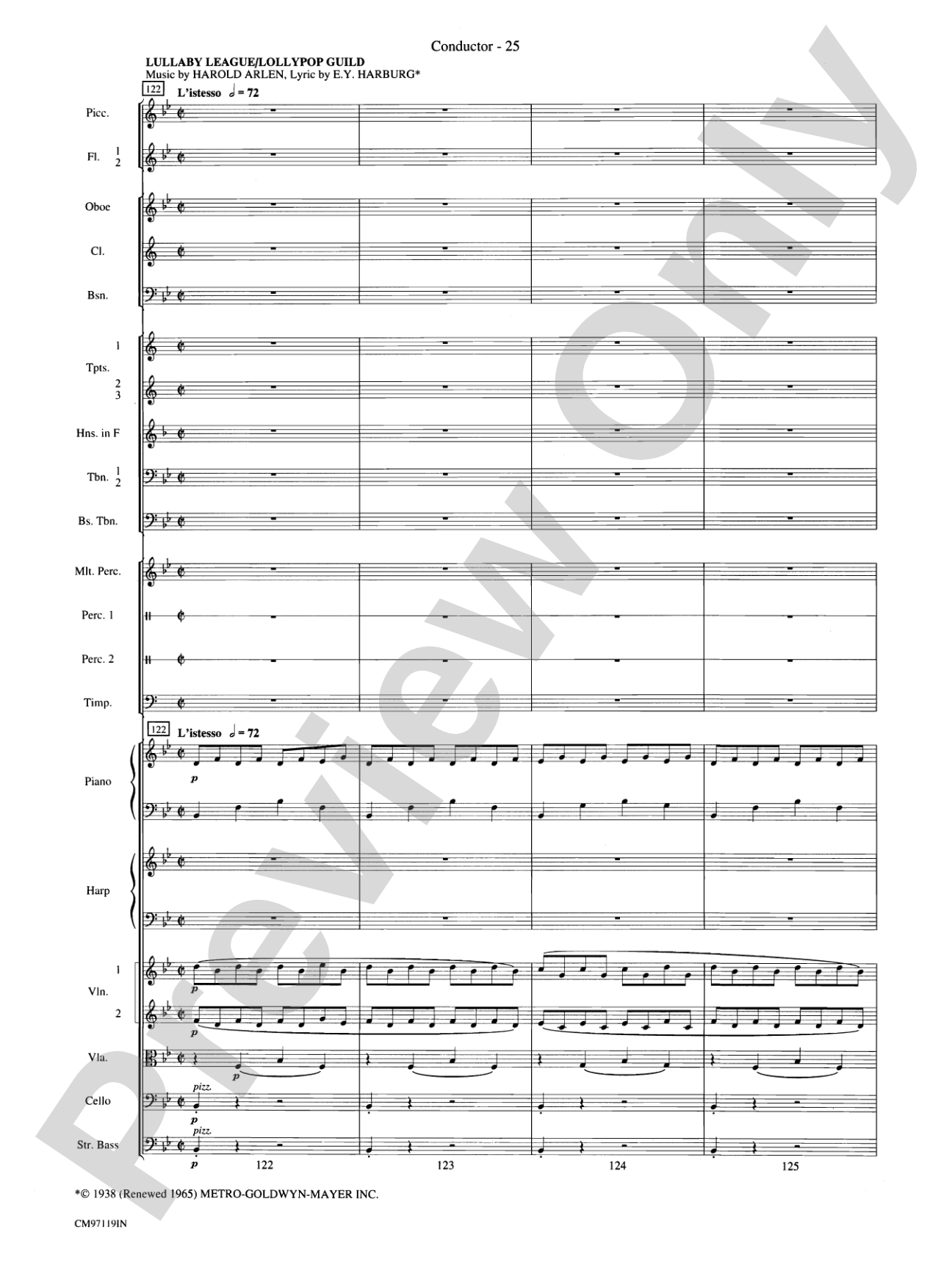 The Wizard of Oz -- Choral Revue: Choral Octavo Orchestration - Set of Parts