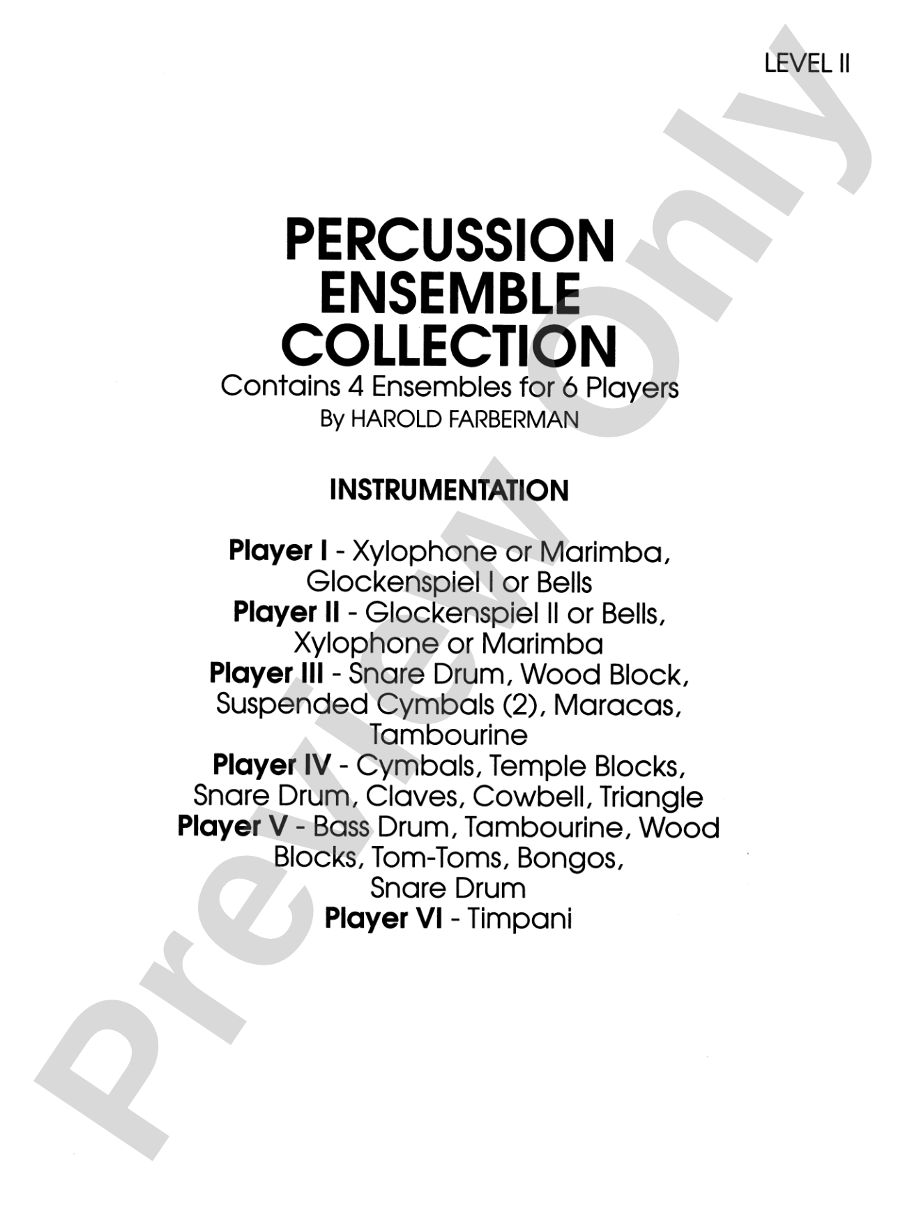 Percussion Ensemble Collection, Level II: Percussion Ensemble Book