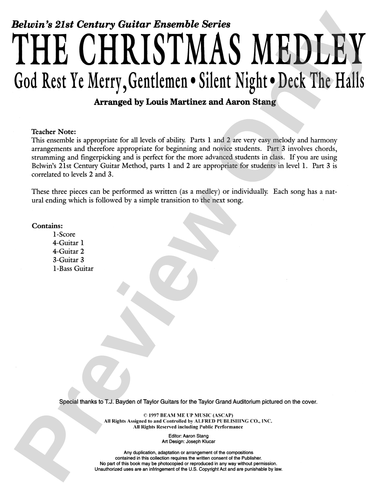21st Century Guitar Ensemble Series: Christmas Medley: Guitar Score & Parts