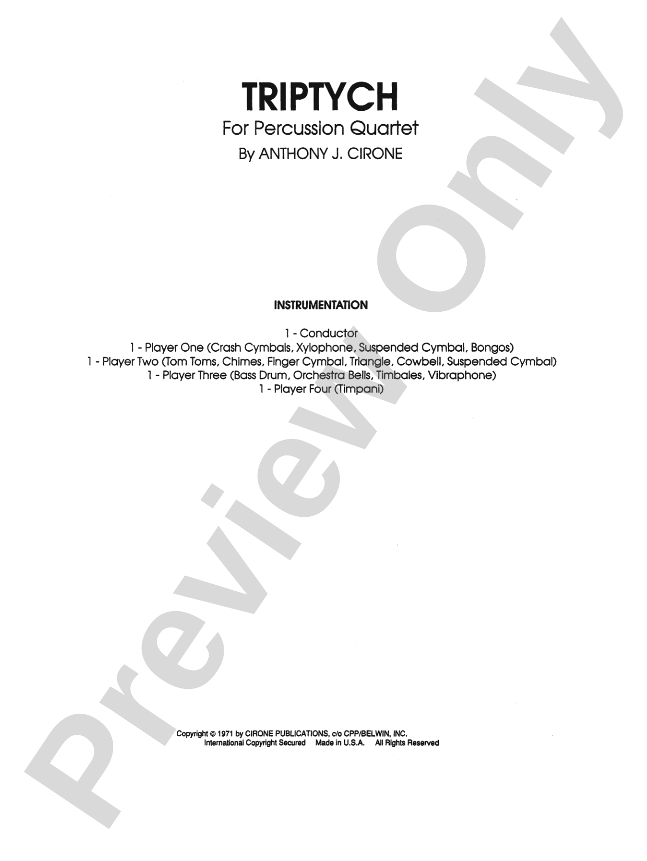 Triptych: Percussion Ensemble Book