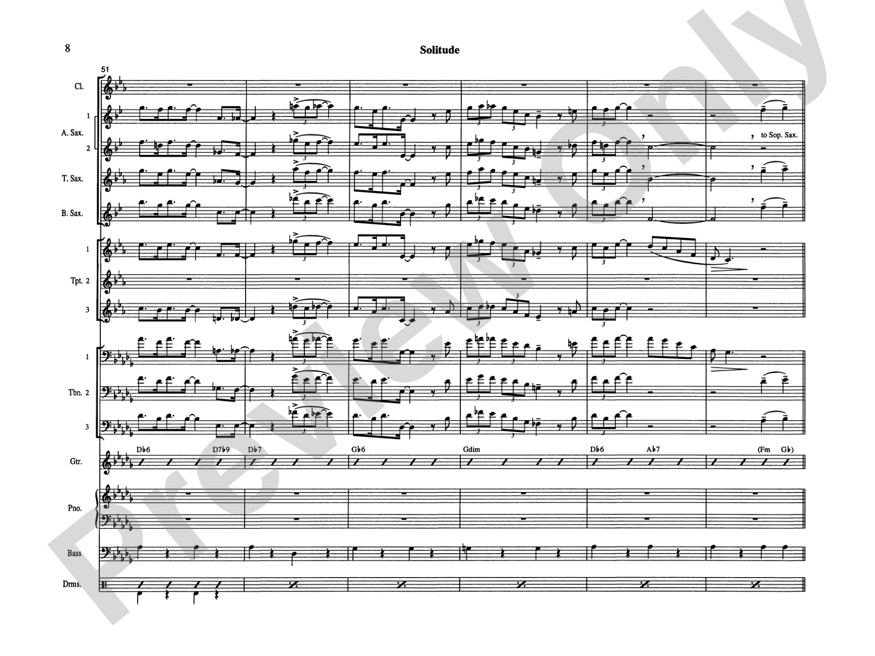 Solitude: Jazz Ensemble Conductor Score & Parts
