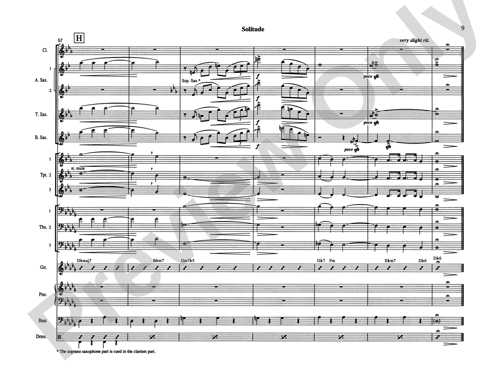 Solitude: Jazz Ensemble Conductor Score & Parts