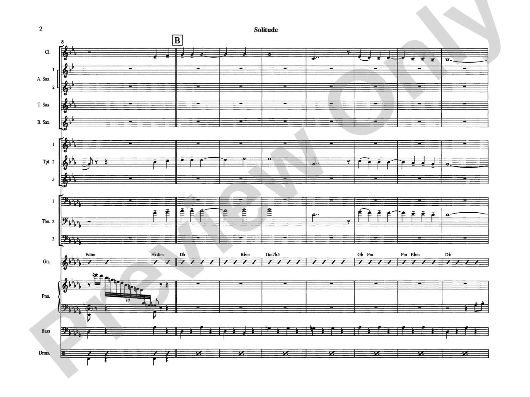 Solitude: Jazz Ensemble Conductor Score & Parts